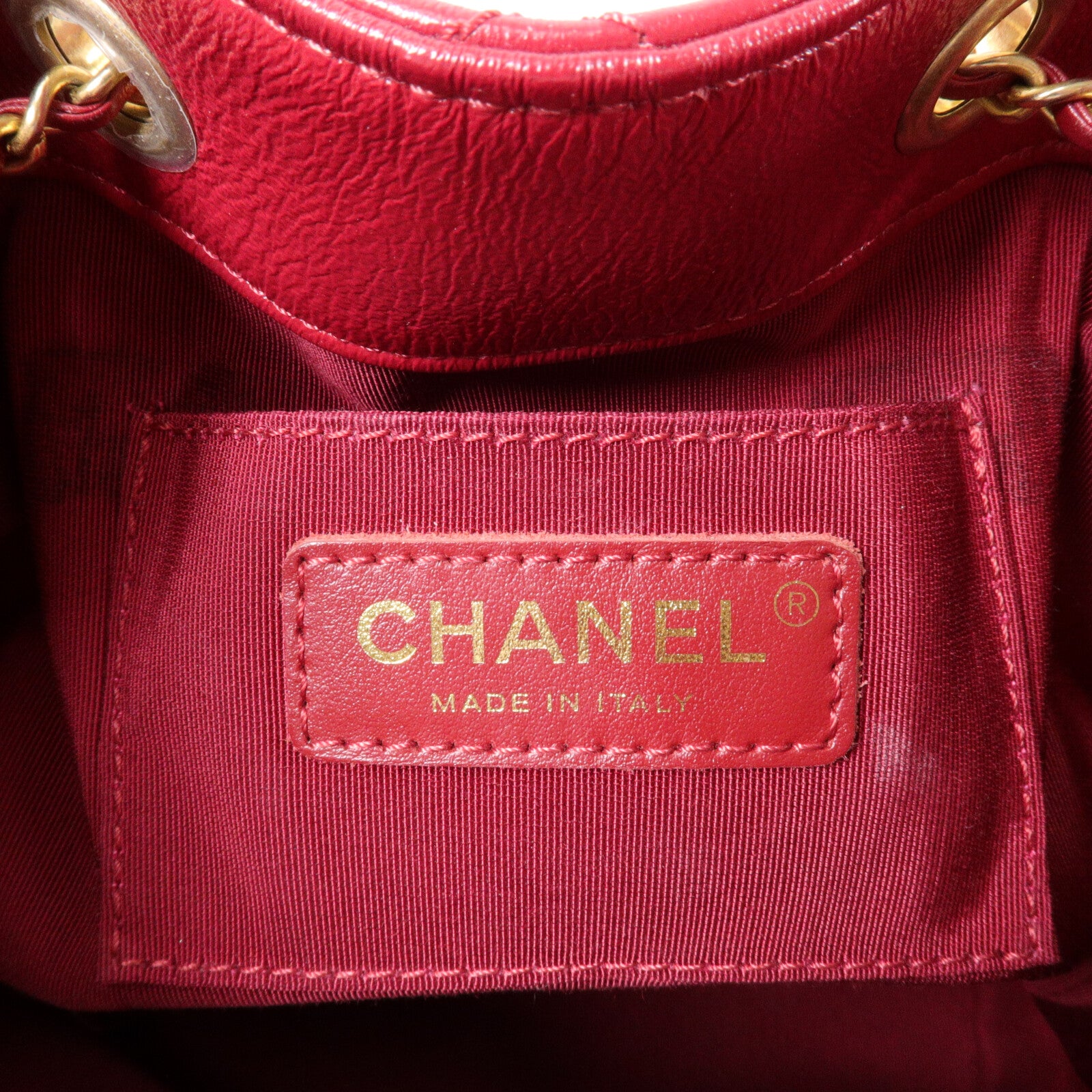 CHANEL 牛皮皮革Bucket Bag鏈帶手挽肩背兩用袋