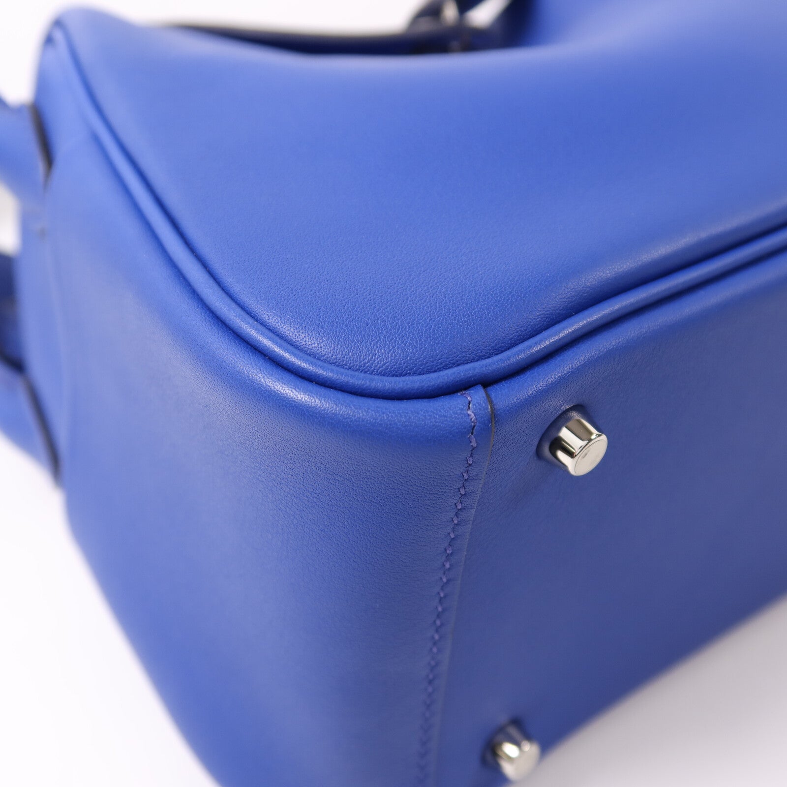 HERMES Swift皮革Mini Lindy銀扣手挽肩背兩用袋Bleu Royal/Menthe