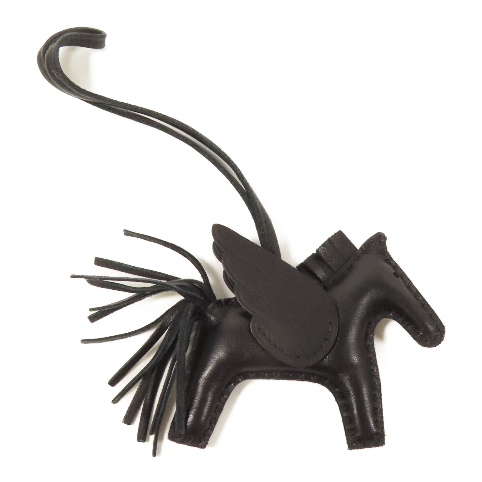 HERMES Milo皮革Rodeo Pegase PM掛飾Noir