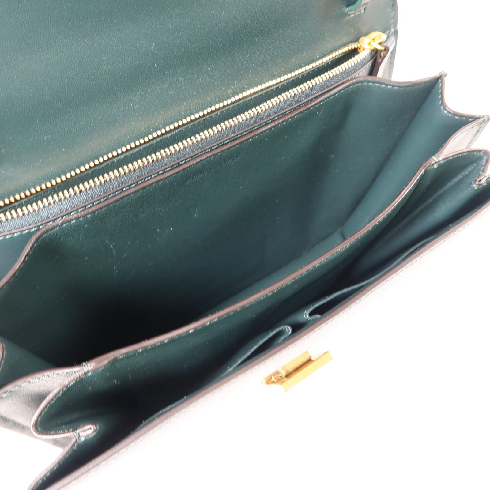 CELINE 牛皮皮革Classic Box金扣肩背袋綠色