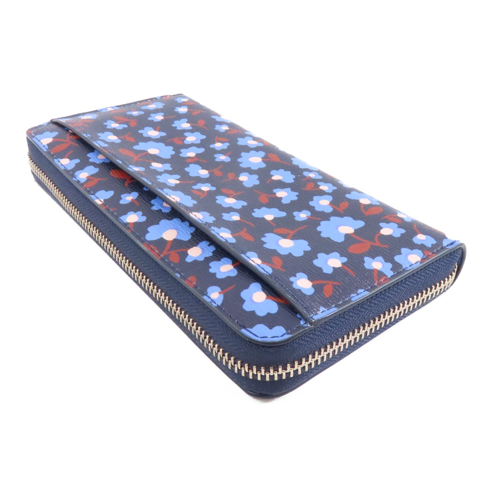 Kate Spade 【激減優惠】塗層帆布Zipped Long Wallet金扣長錢包藍色