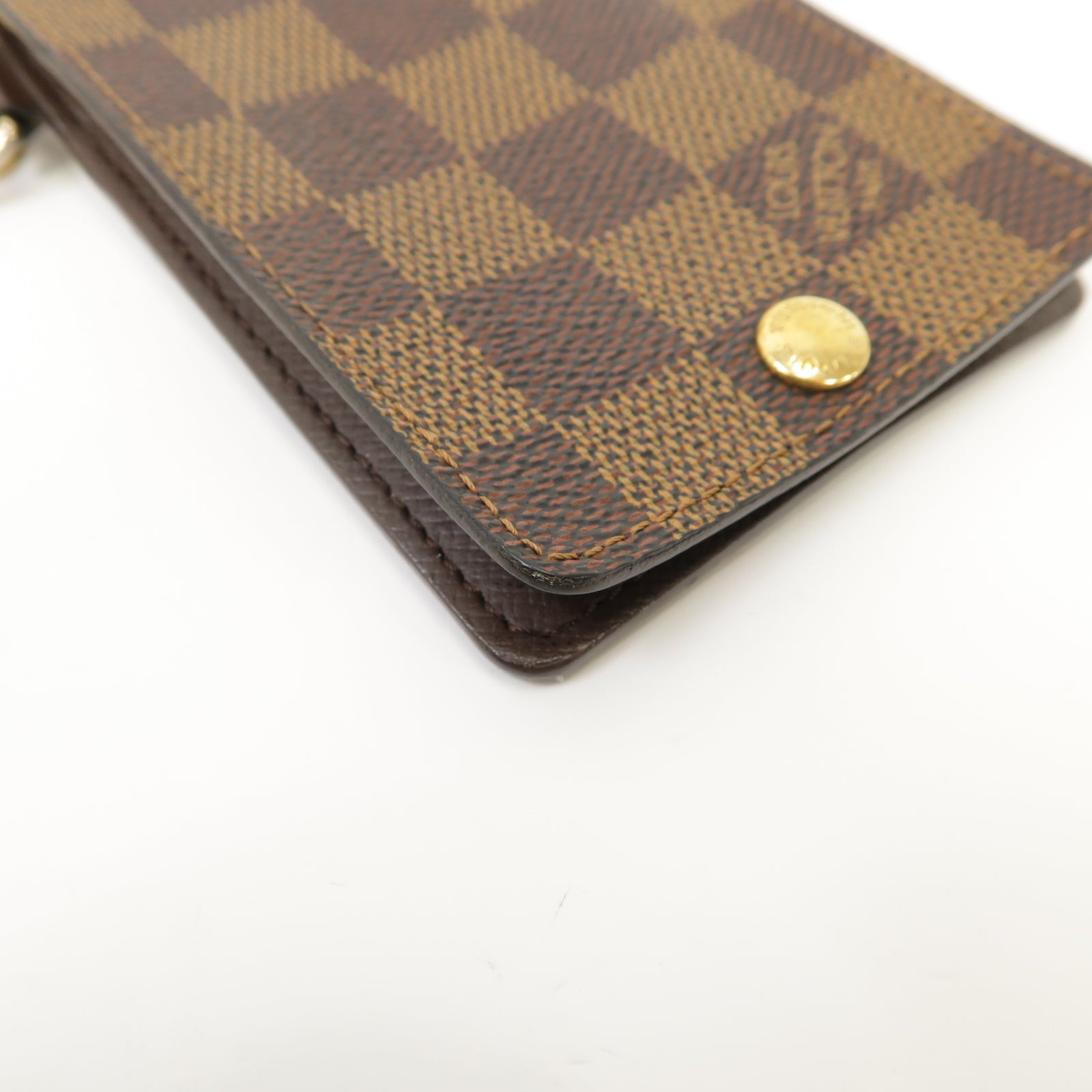 LOUIS VUITTON Damier Porte Cartes ID Bandouliere Case金扣卡片套Ebene