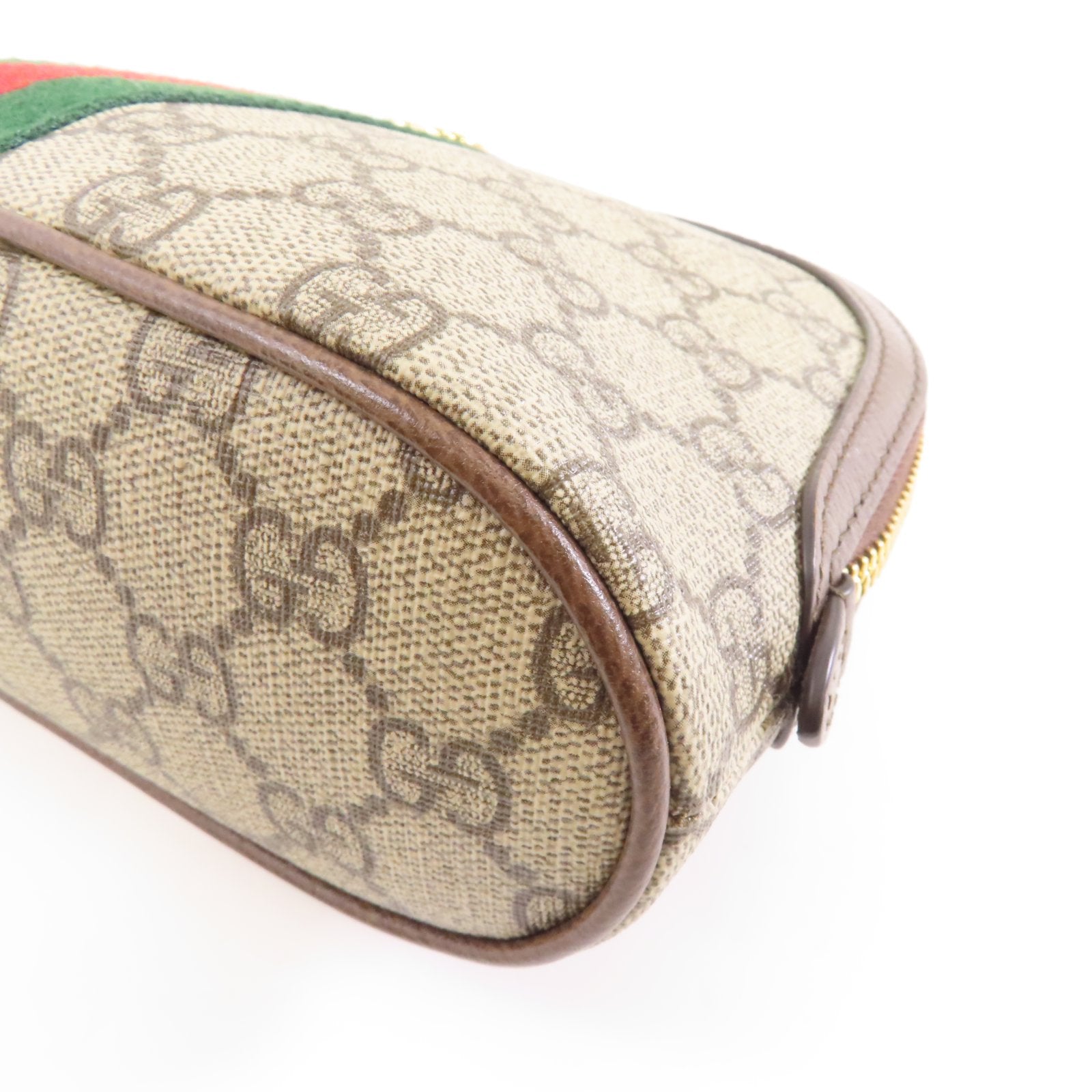 GUCCI 塗層帆布Clutch Bag金扣手拿包棕色