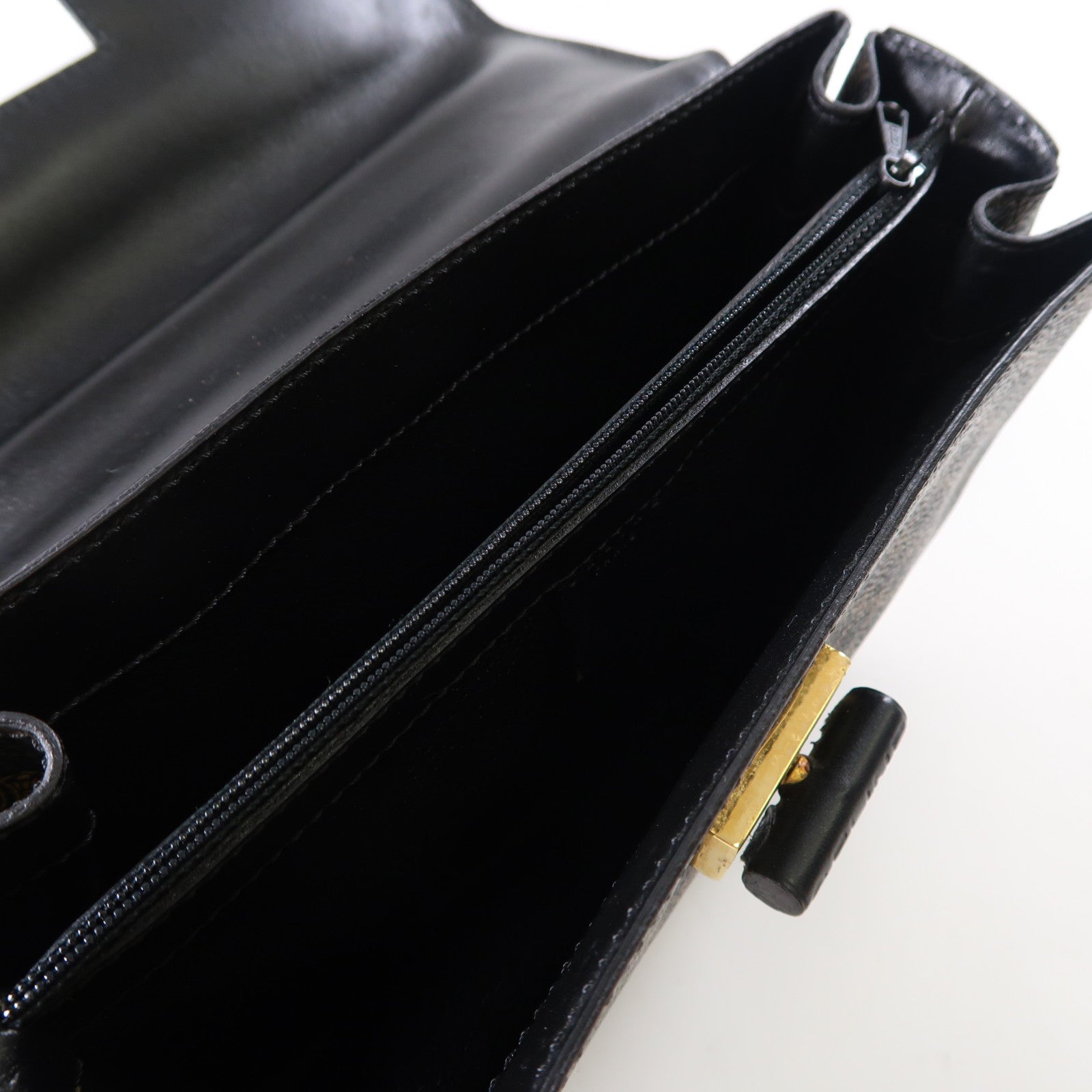CELINE 牛皮皮革Vintage 2 Way Bag金扣手挽肩背兩用袋黑色/啡色