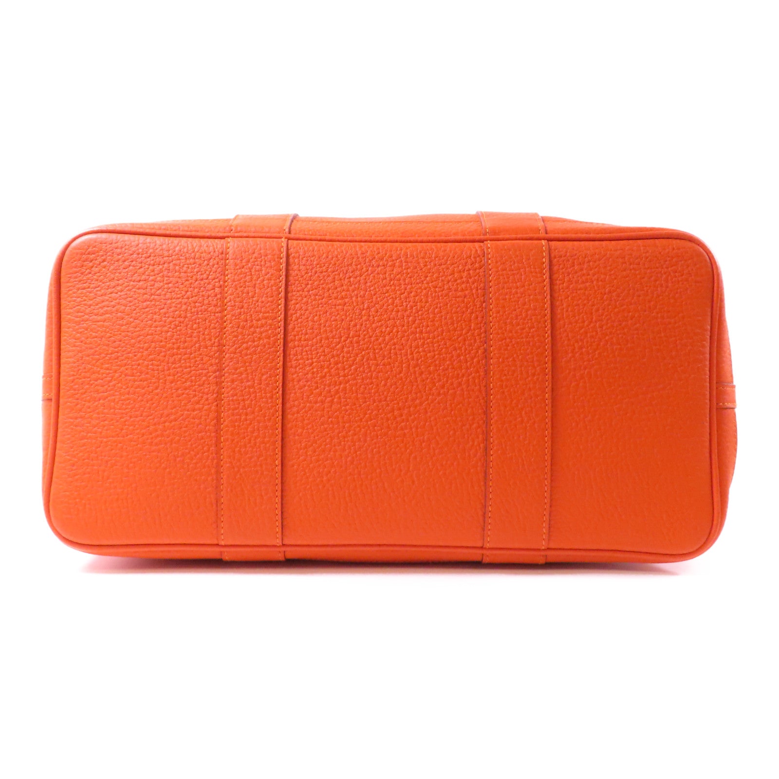 HERMES Country皮革Garden Party PM銀扣手挽袋橙色