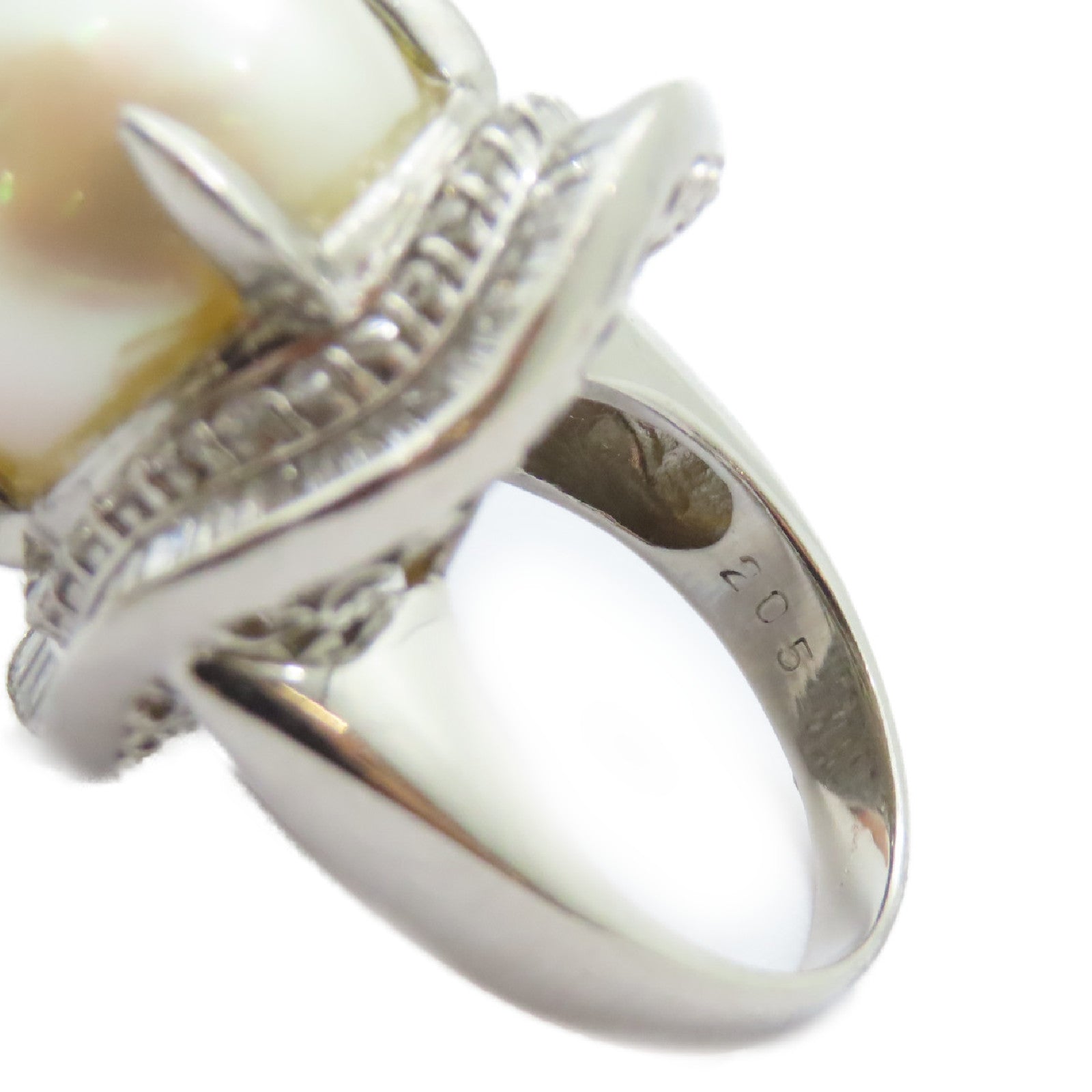 JEWELRY PT900鉑金Pearl Diamond Ring珍珠/2.05ct鑽石戒指US#6