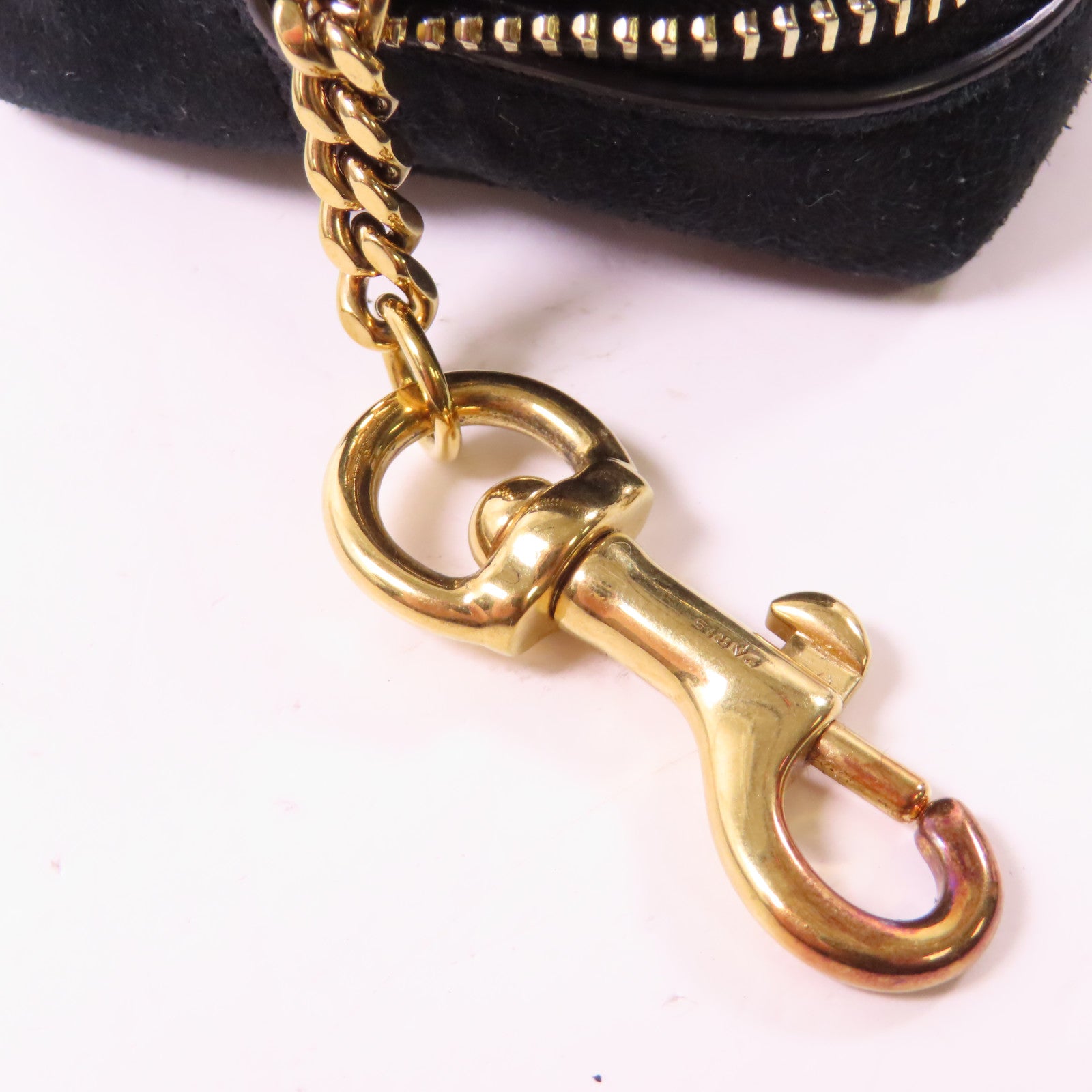 SAINT LAURENT 牛皮皮革Coin purse金扣鎖匙包黑色