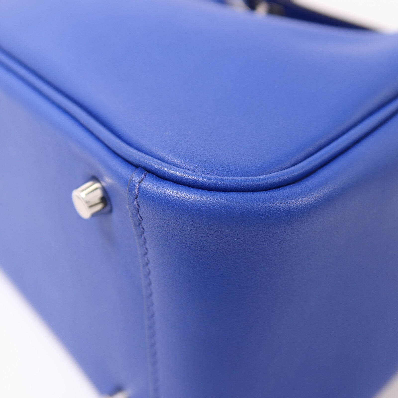 HERMES Swift皮革Mini Lindy銀扣手挽肩背兩用袋Bleu Royal/Menthe