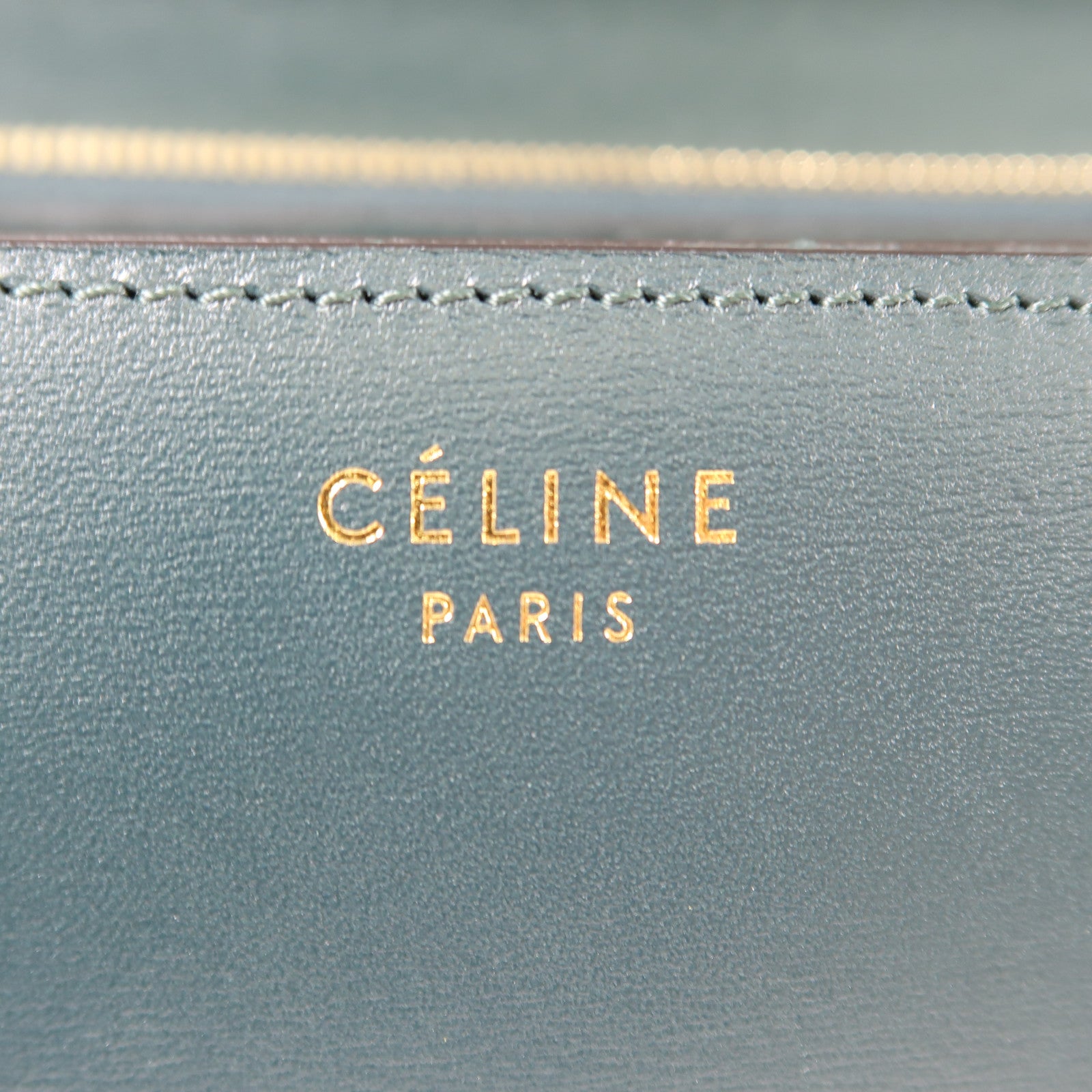 CELINE 牛皮皮革Classic Box金扣肩背袋綠色