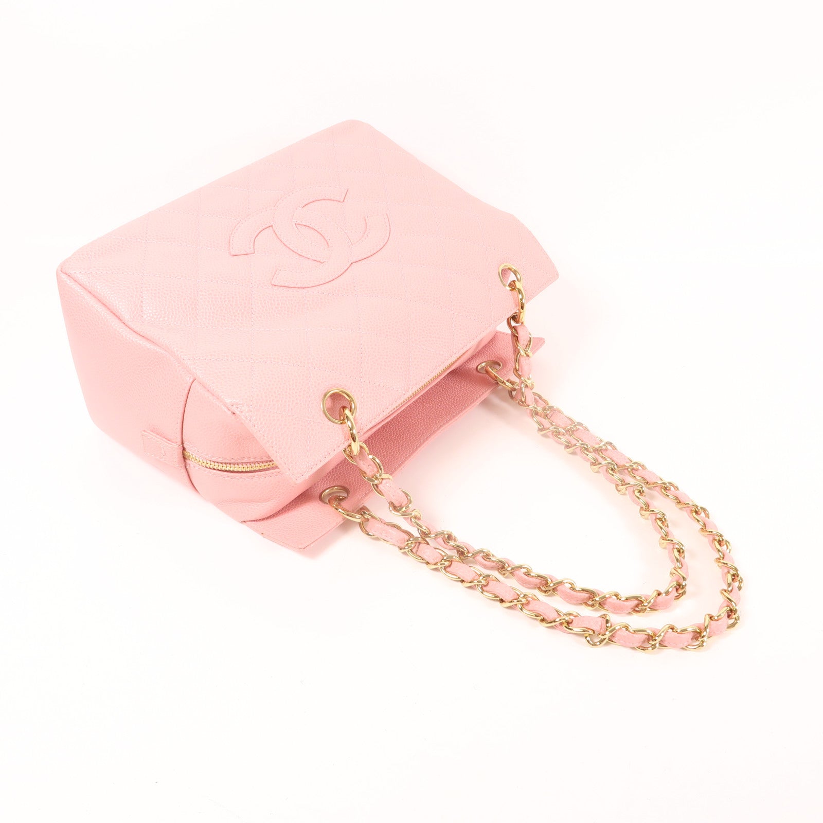 CHANEL 牛皮皮革Chain Shoulder金扣鏈帶肩背袋