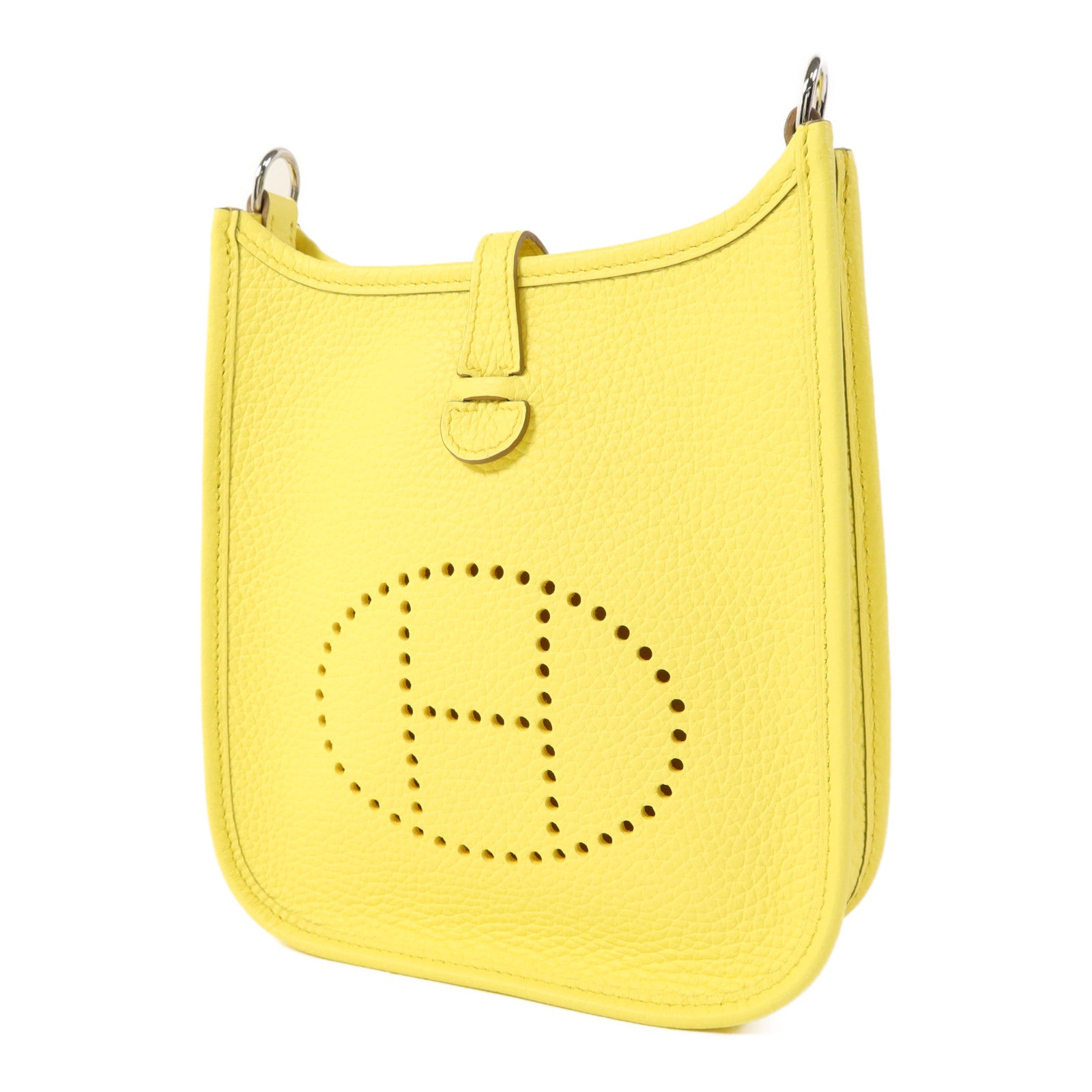 HERMES Clemence皮革Evelyne TPM銀扣肩背袋Lime