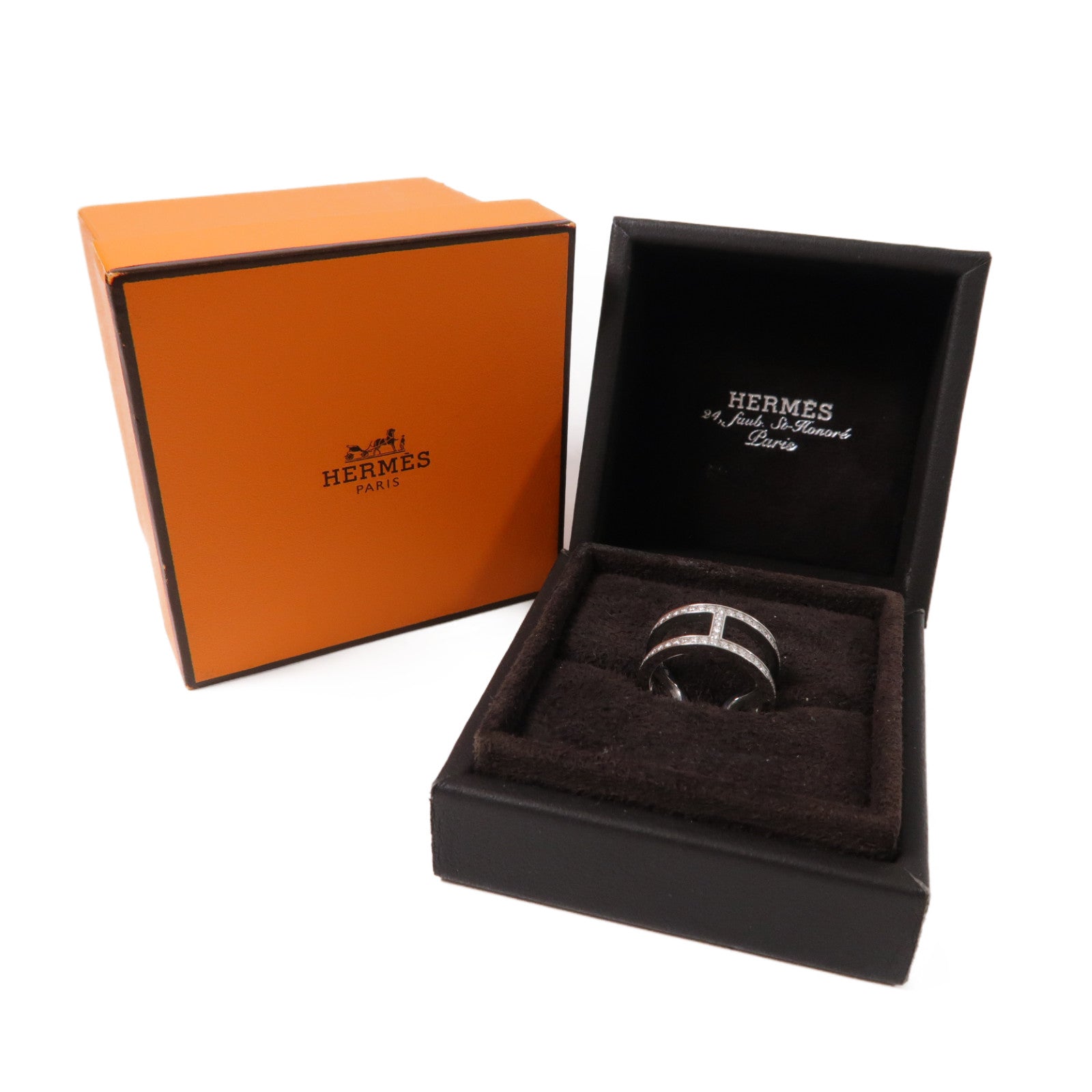 HERMES 18K白金Ever Chaine D'ancre Ring 0.61ct鑽石戒指HERMES#53/US#6.25