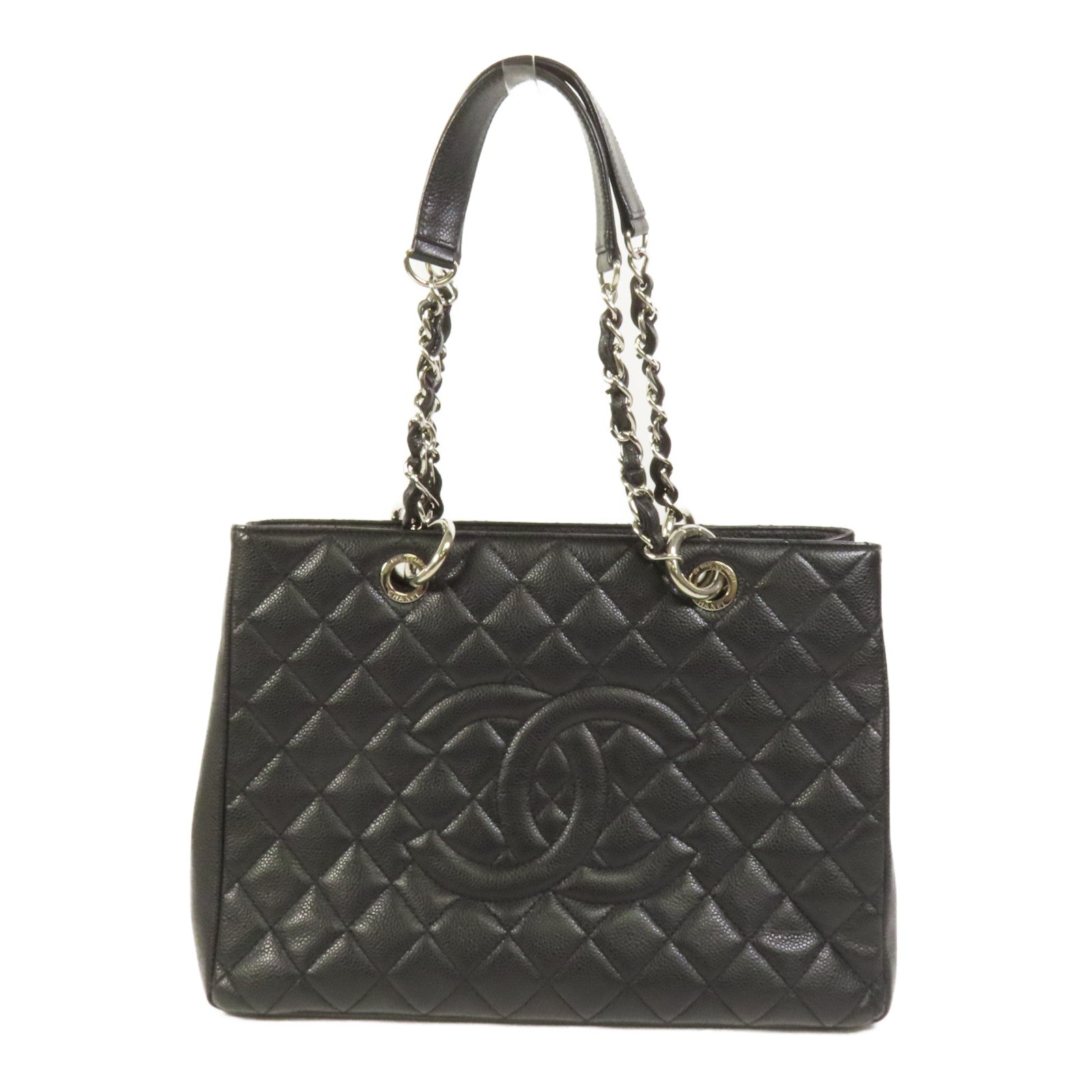 CHANEL 牛皮皮革GST Grand Shopping Tote Bag銀扣鏈帶肩背袋