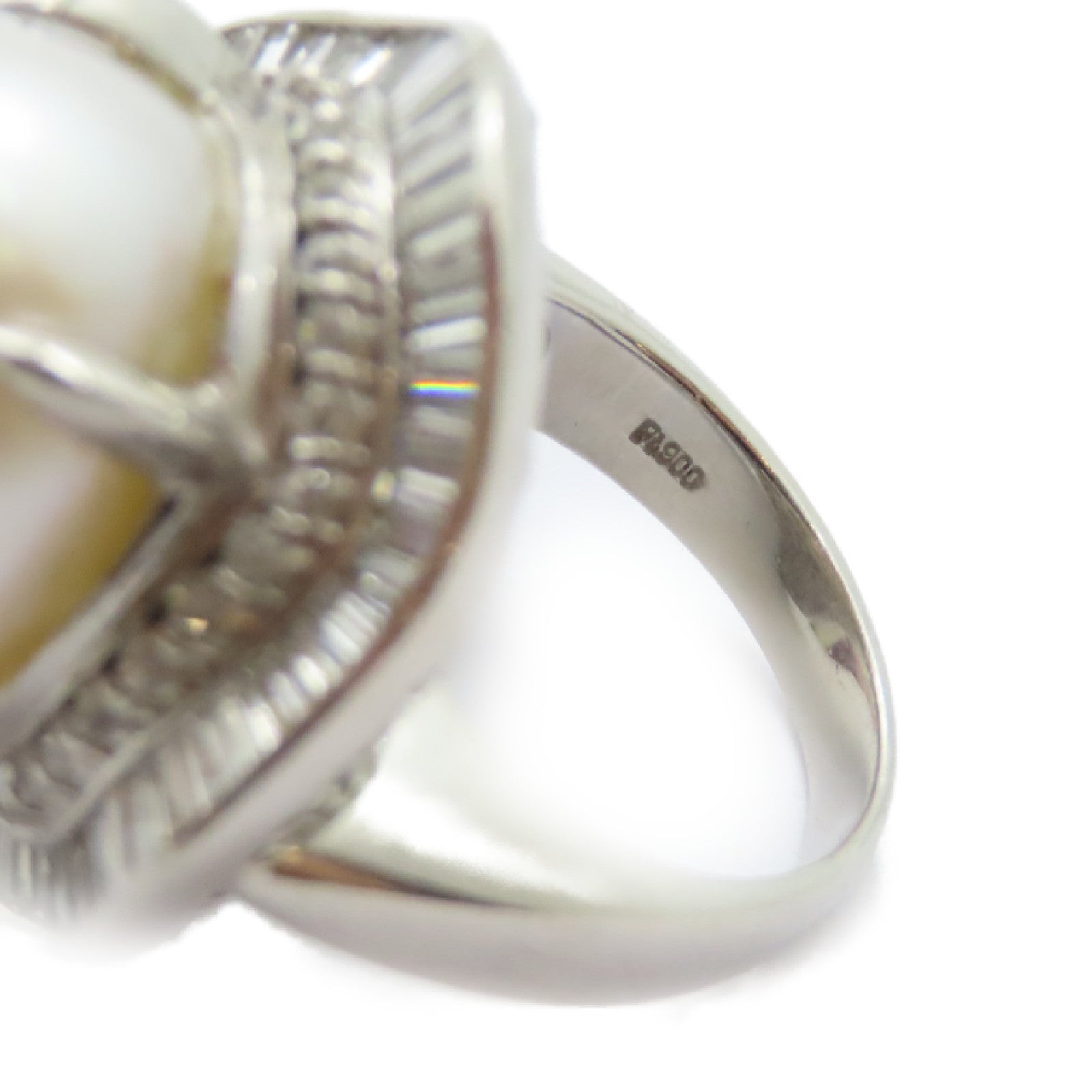 JEWELRY PT900鉑金Pearl Diamond Ring珍珠/2.05ct鑽石戒指US#6
