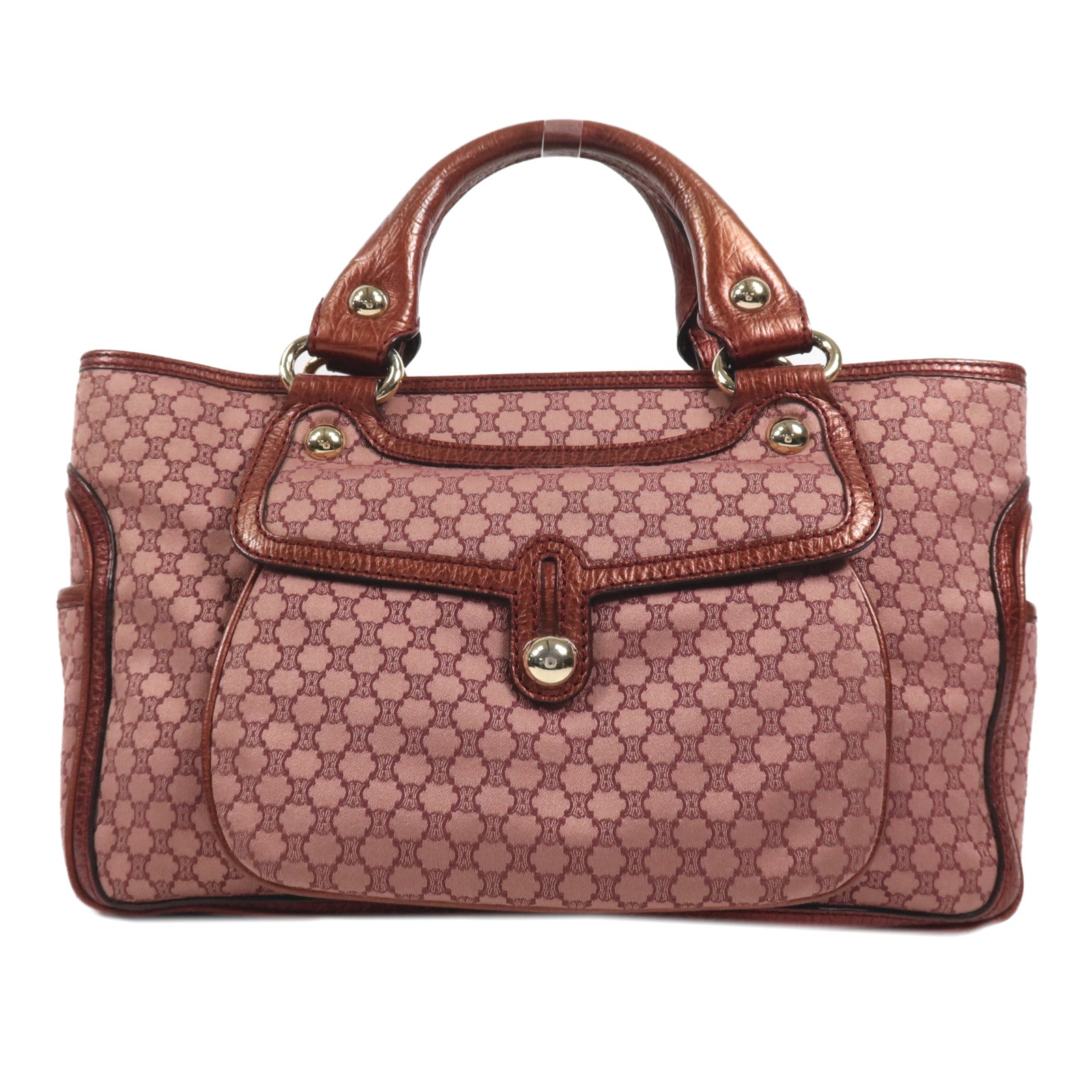 CELINE Satin/牛皮皮革Boogie金扣手挽袋