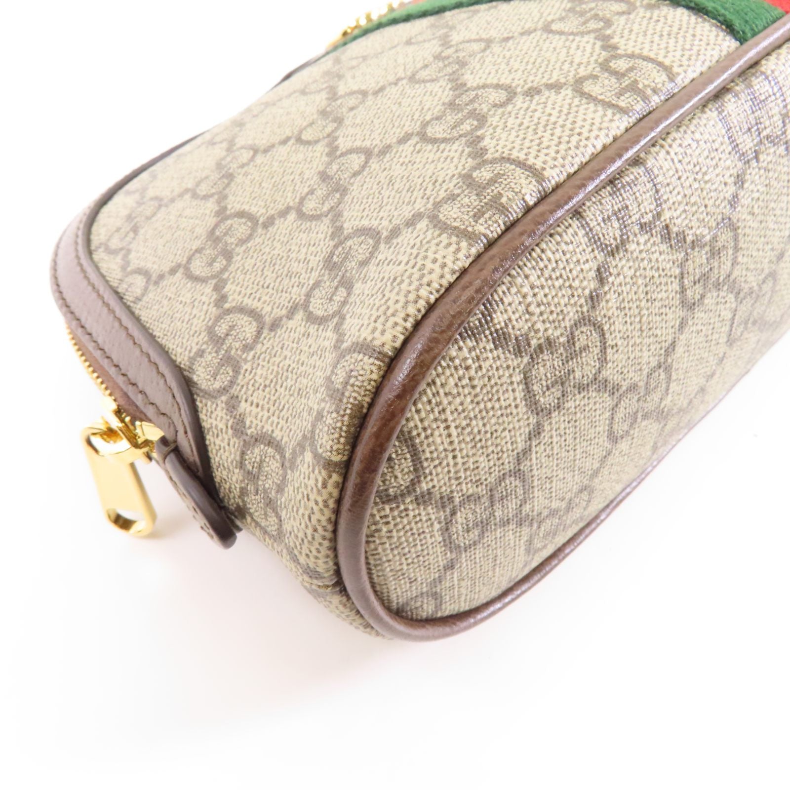 GUCCI 塗層帆布Clutch Bag金扣手拿包棕色