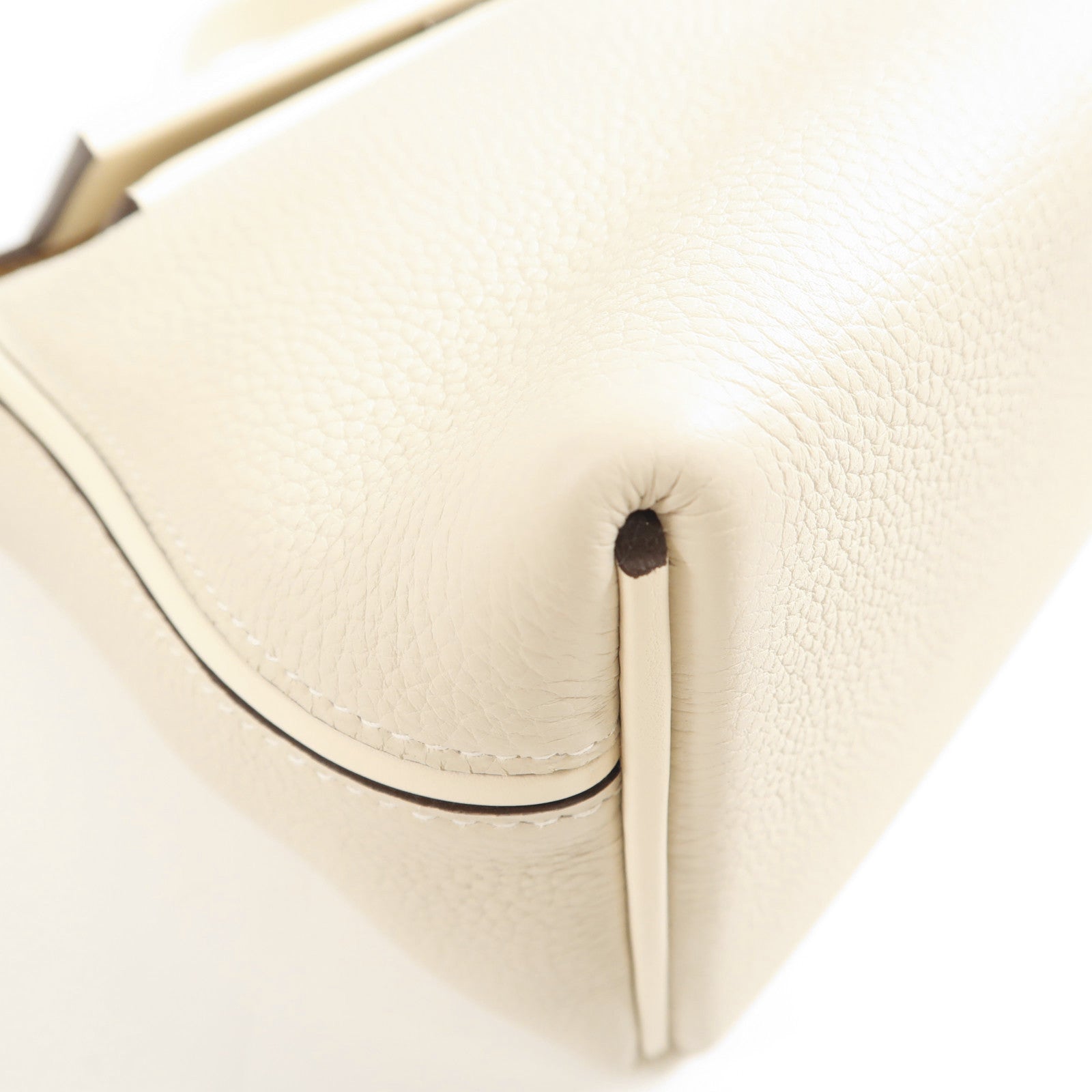 HERMES PHW 24/24 2Way Shoulder Hand Bag Togo Leather/Swift Leather Nata White