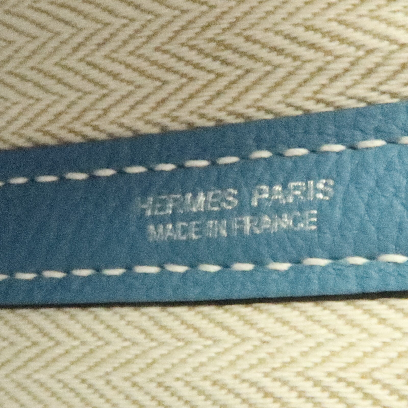HERMES Country皮革Mini Garden Party手挽袋New Blue Jean
