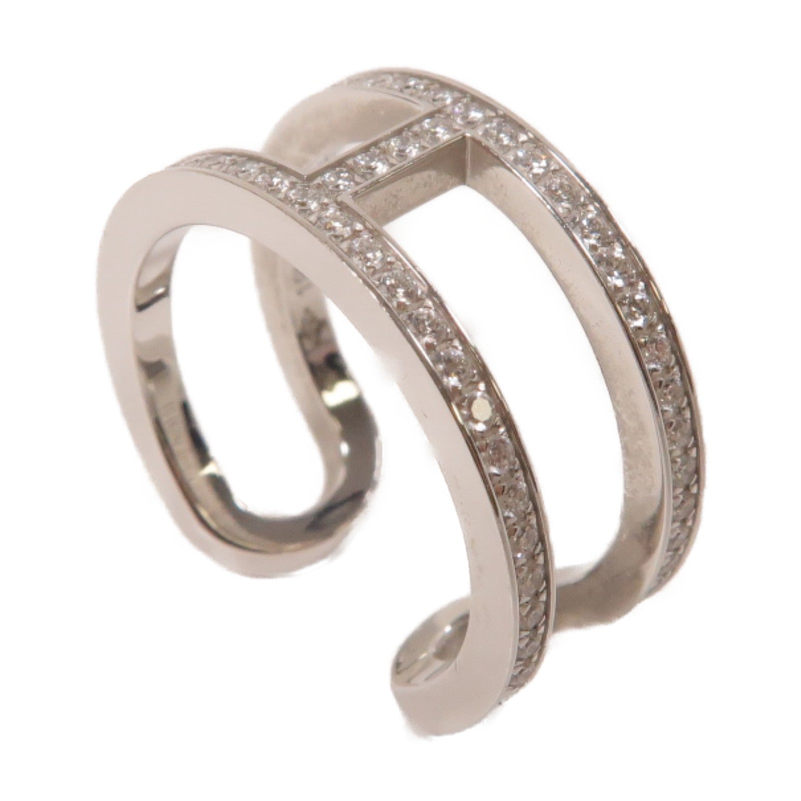HERMES 18K白金Ever Chaine D'ancre Ring 0.61ct鑽石戒指HERMES#53/US#6.25