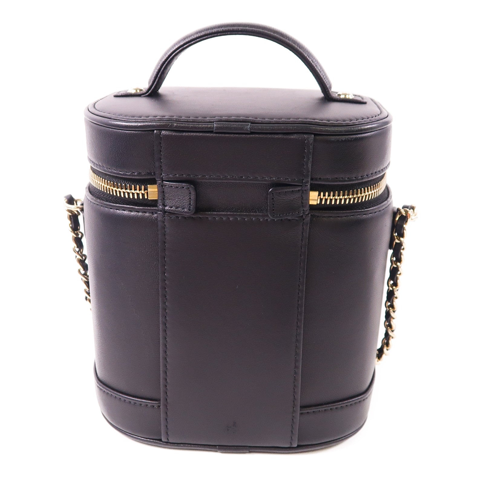 CHANEL CC GHW Vanity Case Chain 2 Way Bag AS0323 Calfskin Leather Black