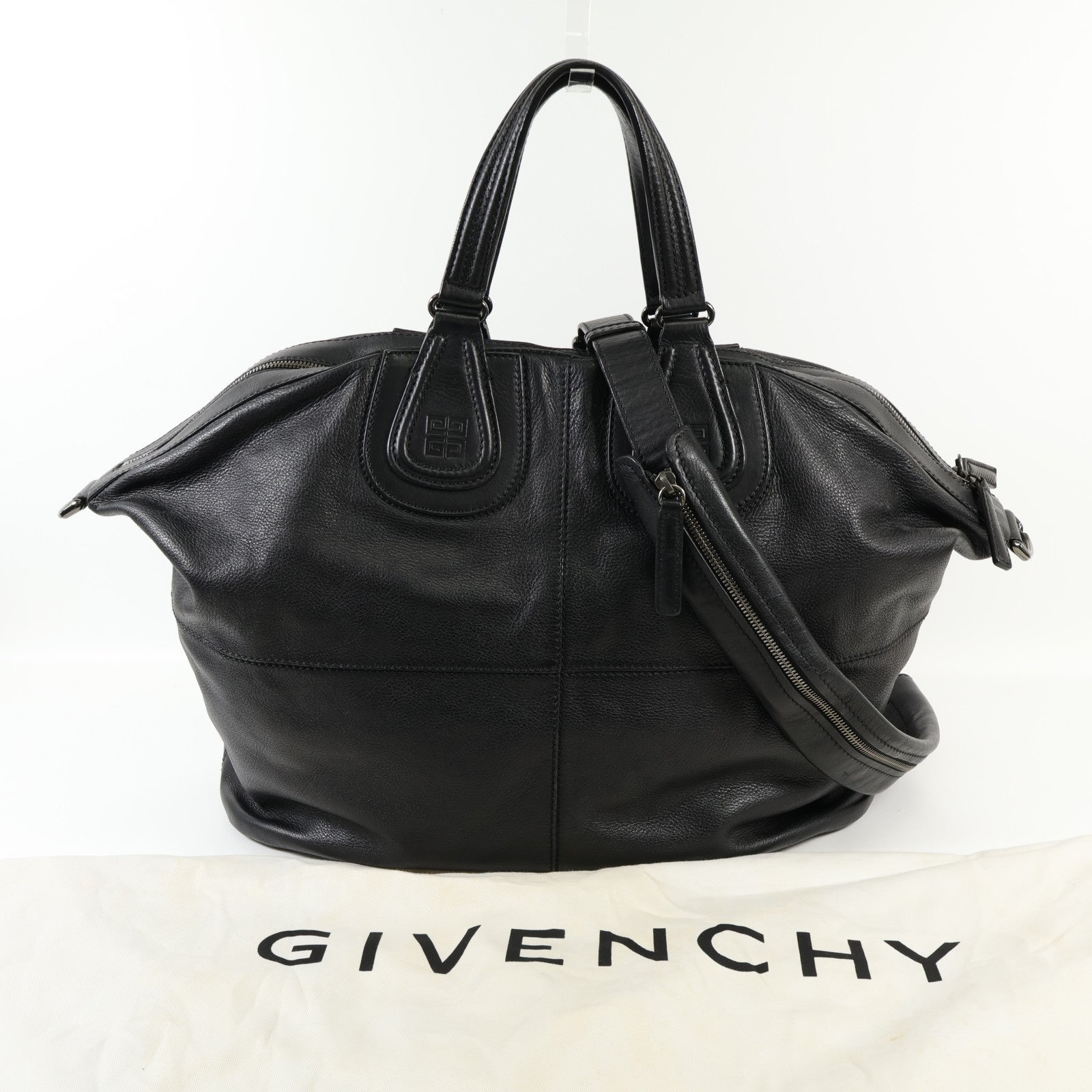 GIVENCHY 牛皮皮革2Way Shoulder Bag銀扣手挽肩背兩用袋