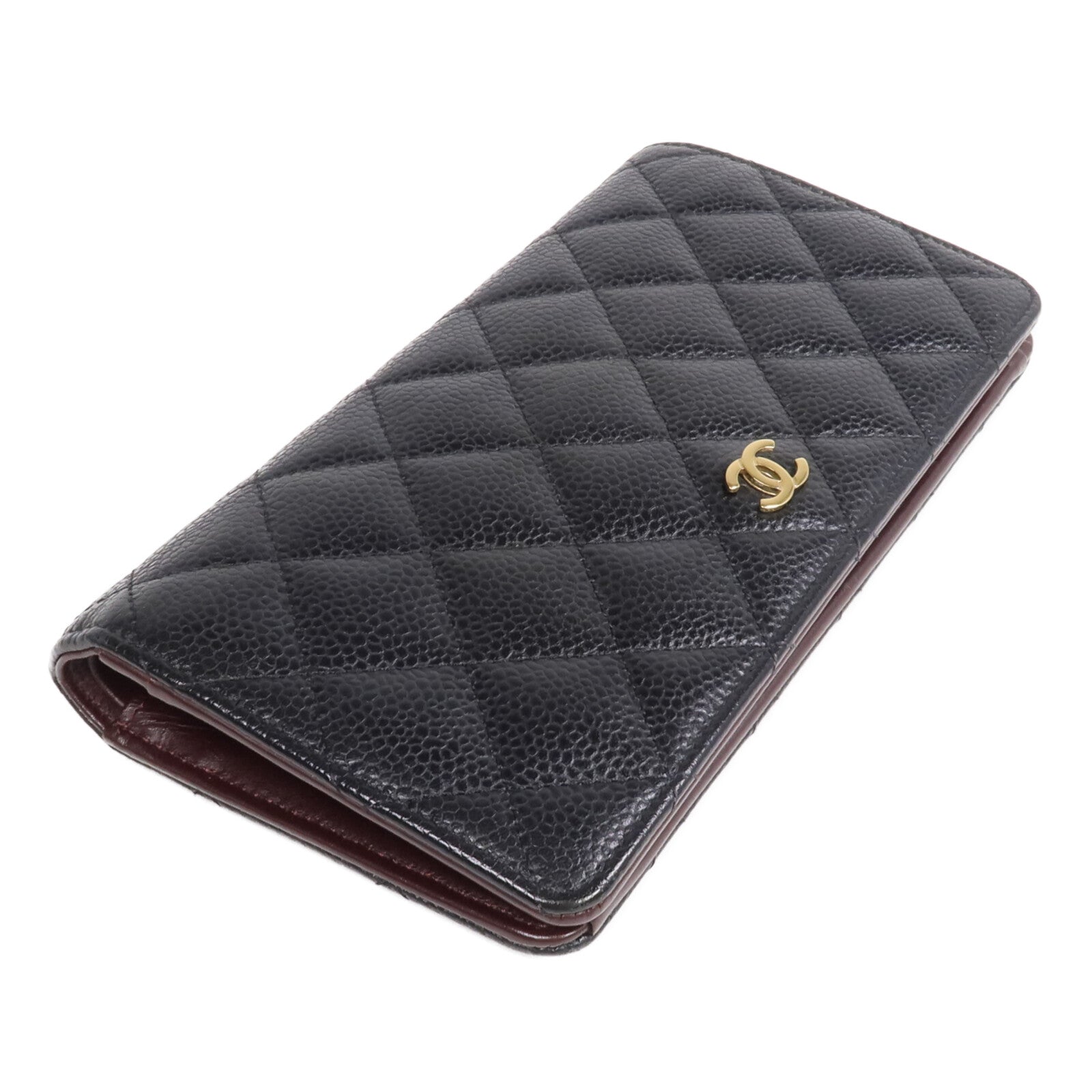 CHANEL 牛皮皮革Long Wallet金扣長錢包