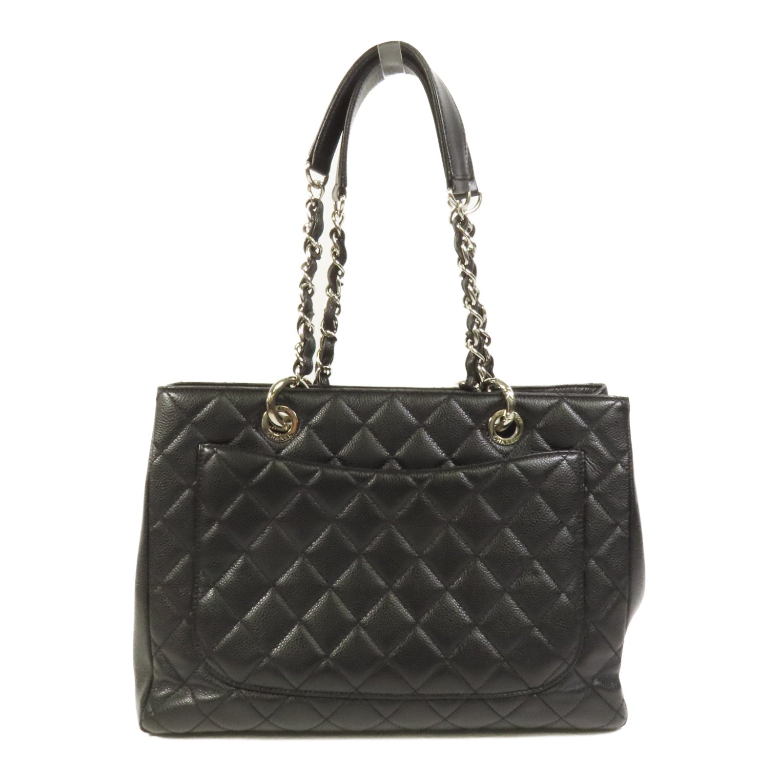 CHANEL 牛皮皮革GST Grand Shopping Tote Bag銀扣鏈帶肩背袋