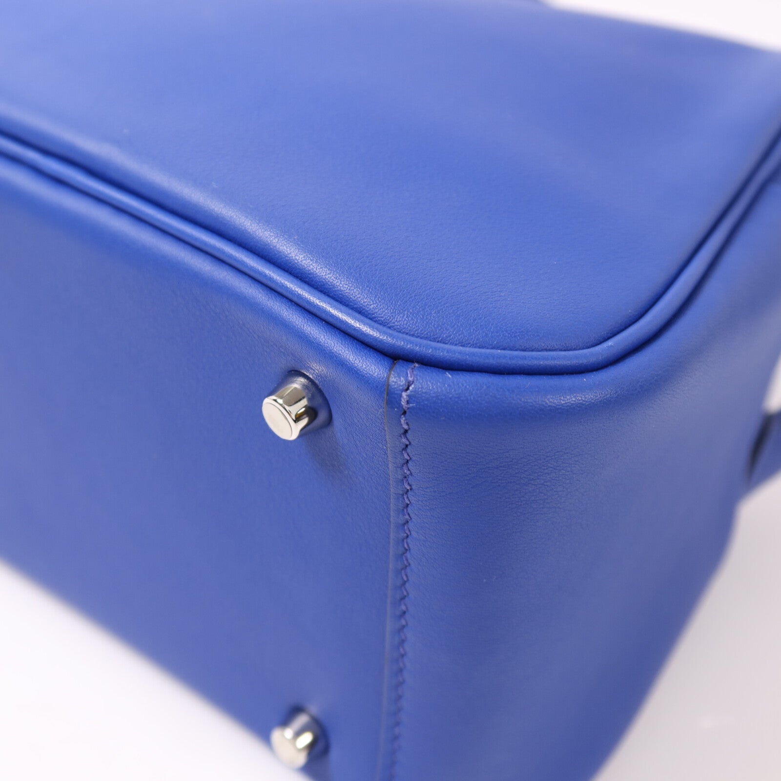 HERMES Swift皮革Mini Lindy銀扣手挽肩背兩用袋Bleu Royal/Menthe