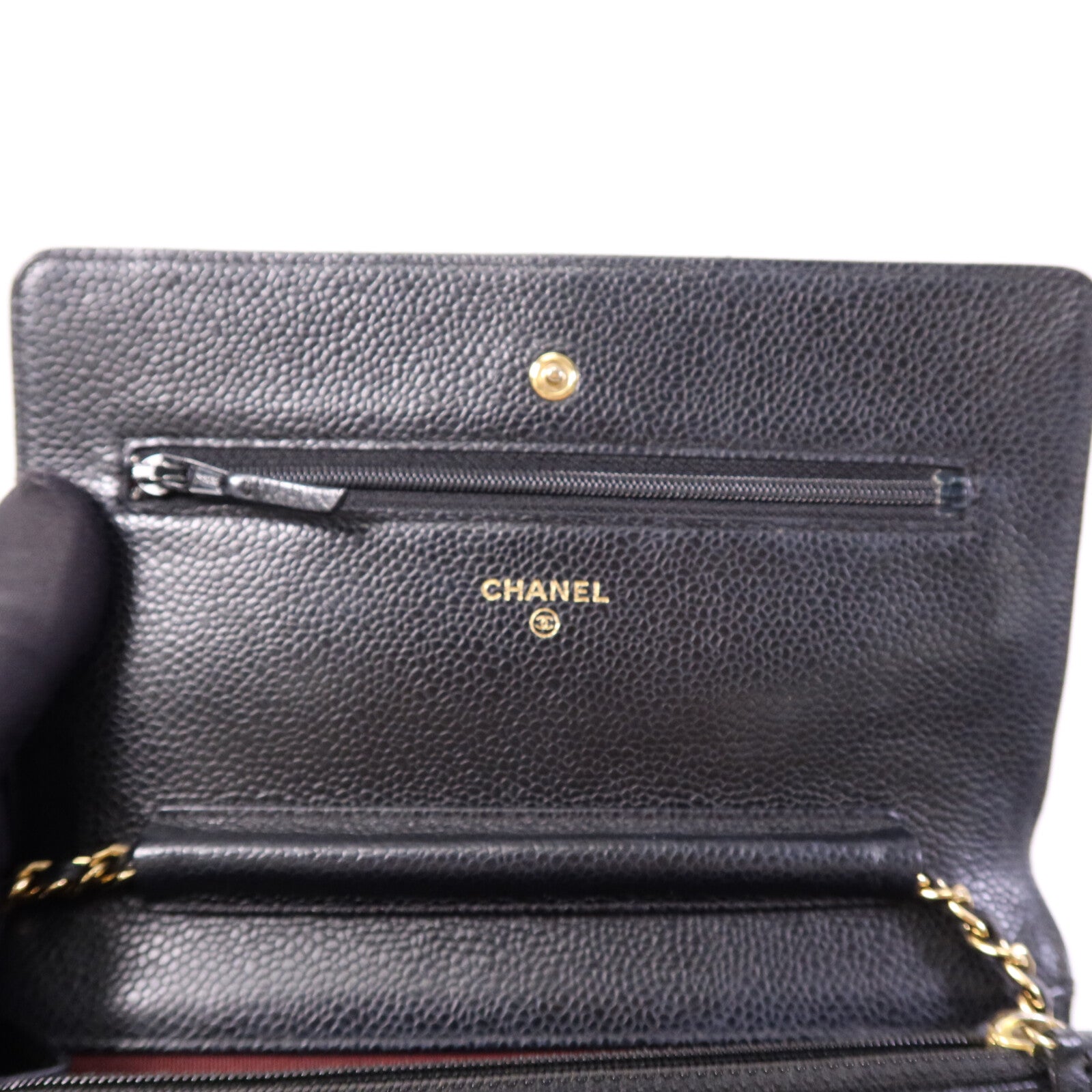 CHANEL 牛皮皮革WOC Wallet On Chain銀扣鏈帶肩背袋