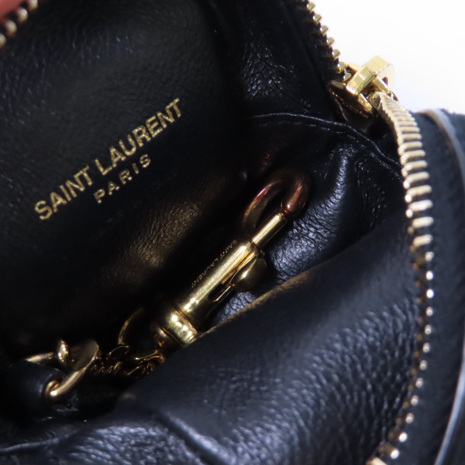 SAINT LAURENT 牛皮皮革Coin purse金扣鎖匙包黑色