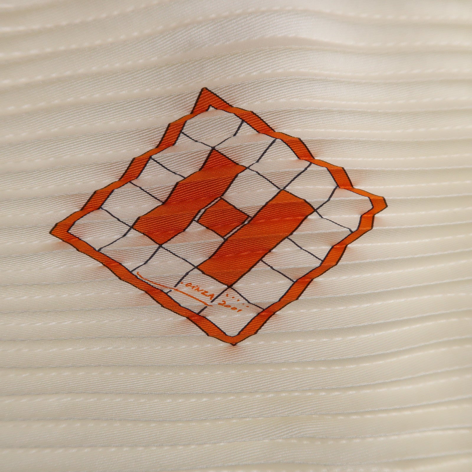 HERMES 絲質Scarf絲巾米色/橙色