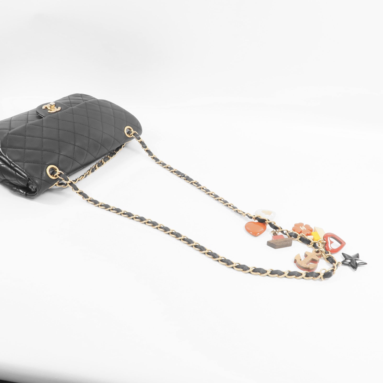 CHANEL 羊皮皮革Chain Shoulder金扣鏈帶肩背袋