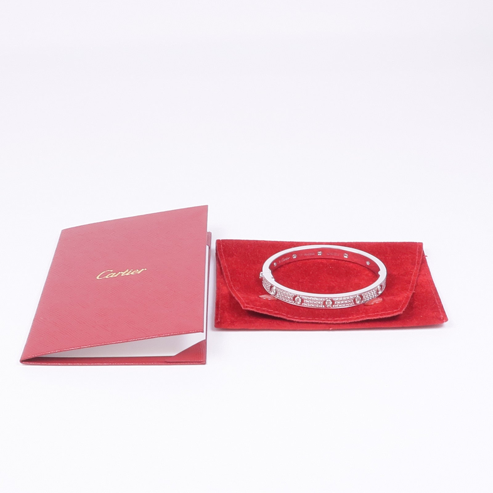 CARTIER 18K白金Love Blaceret Full Diamond Bracelet鑽石手鐲Cartier#17