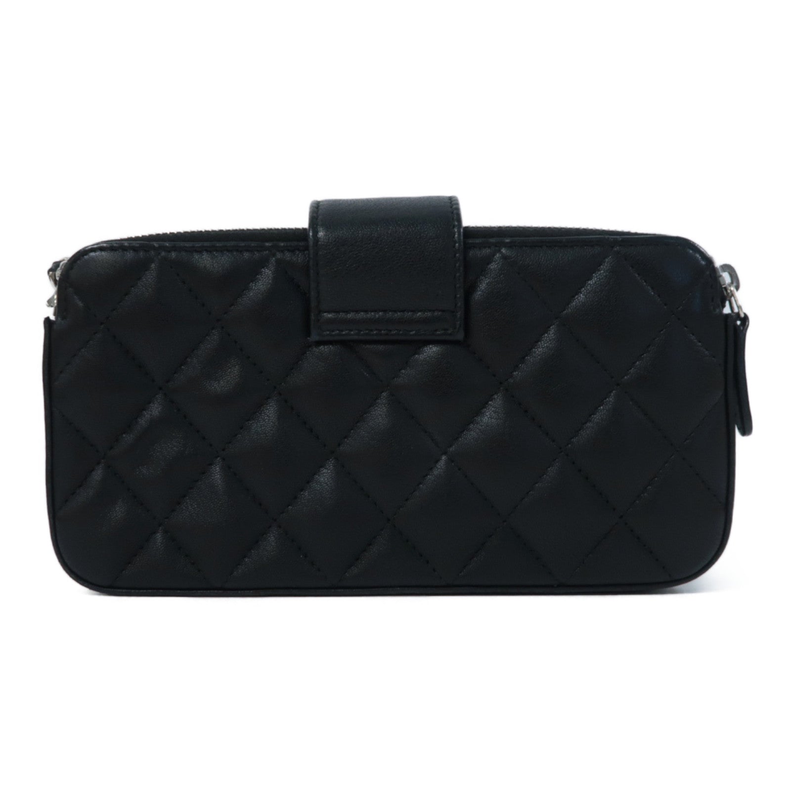 CHANEL 【激減優惠】菱格羊皮皮革Shoulder Bag銀扣鏈帶肩背袋黑色