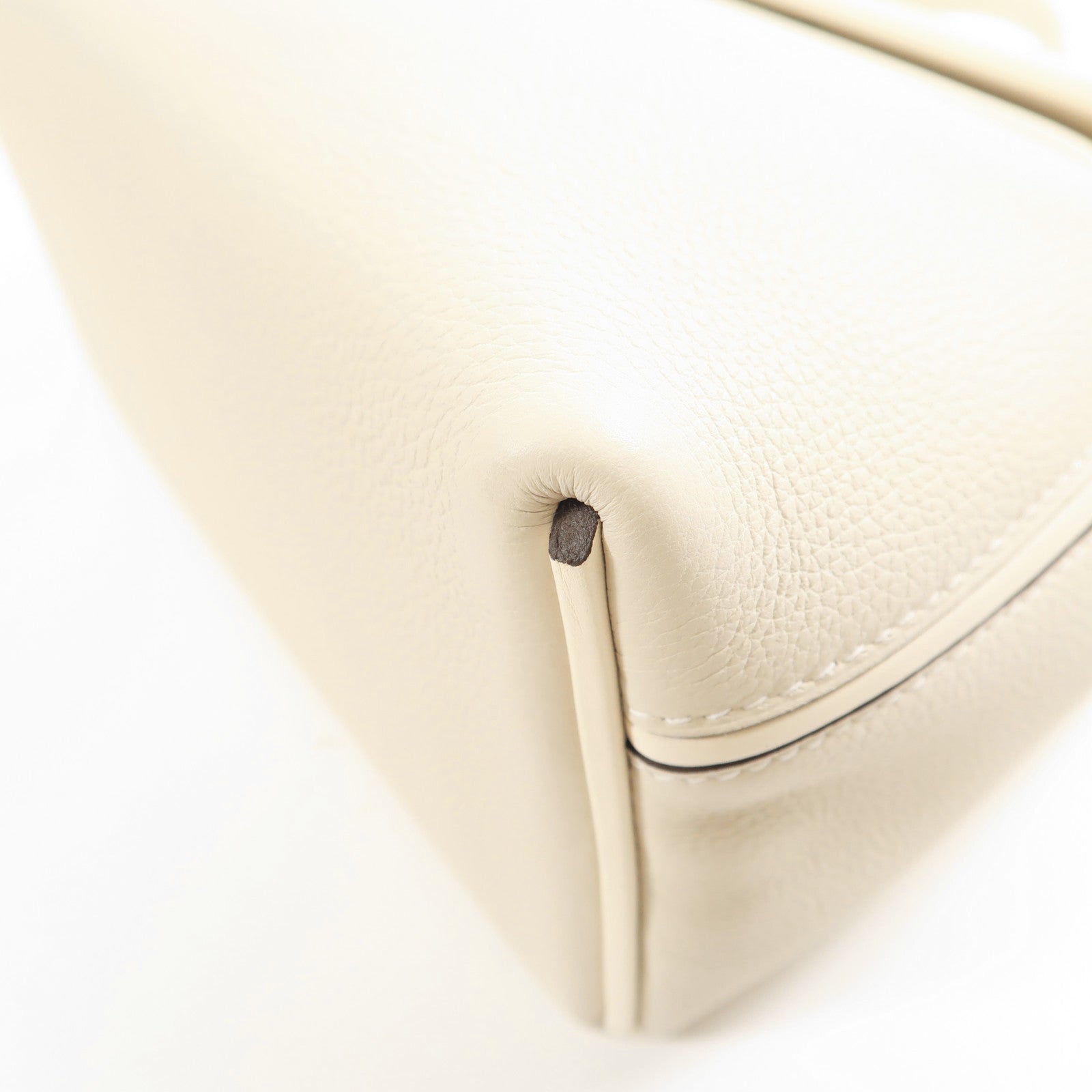 HERMES PHW 24/24 2Way Shoulder Hand Bag Togo Leather/Swift Leather Nata White