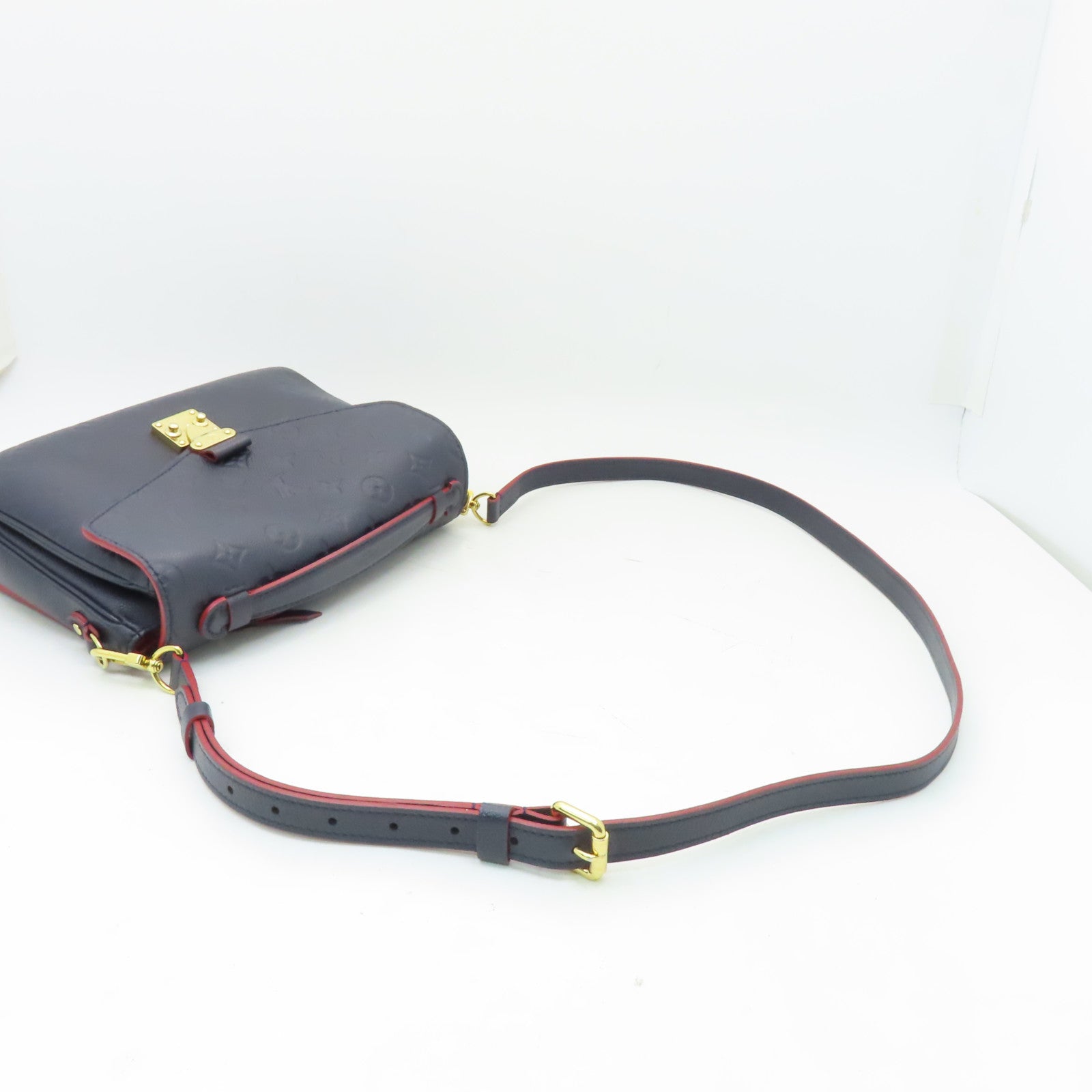 LOUIS VUITTON 【激減優惠】Monogram Empreinte Pochette Metis金扣手挽肩背兩用袋深藍色