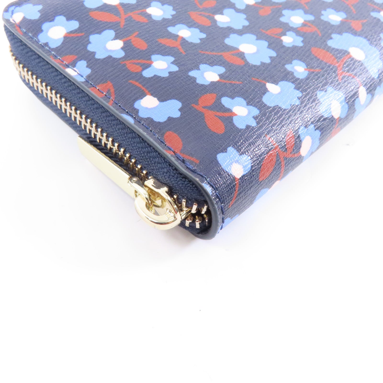 Kate Spade 【激減優惠】塗層帆布Zipped Long Wallet金扣長錢包藍色