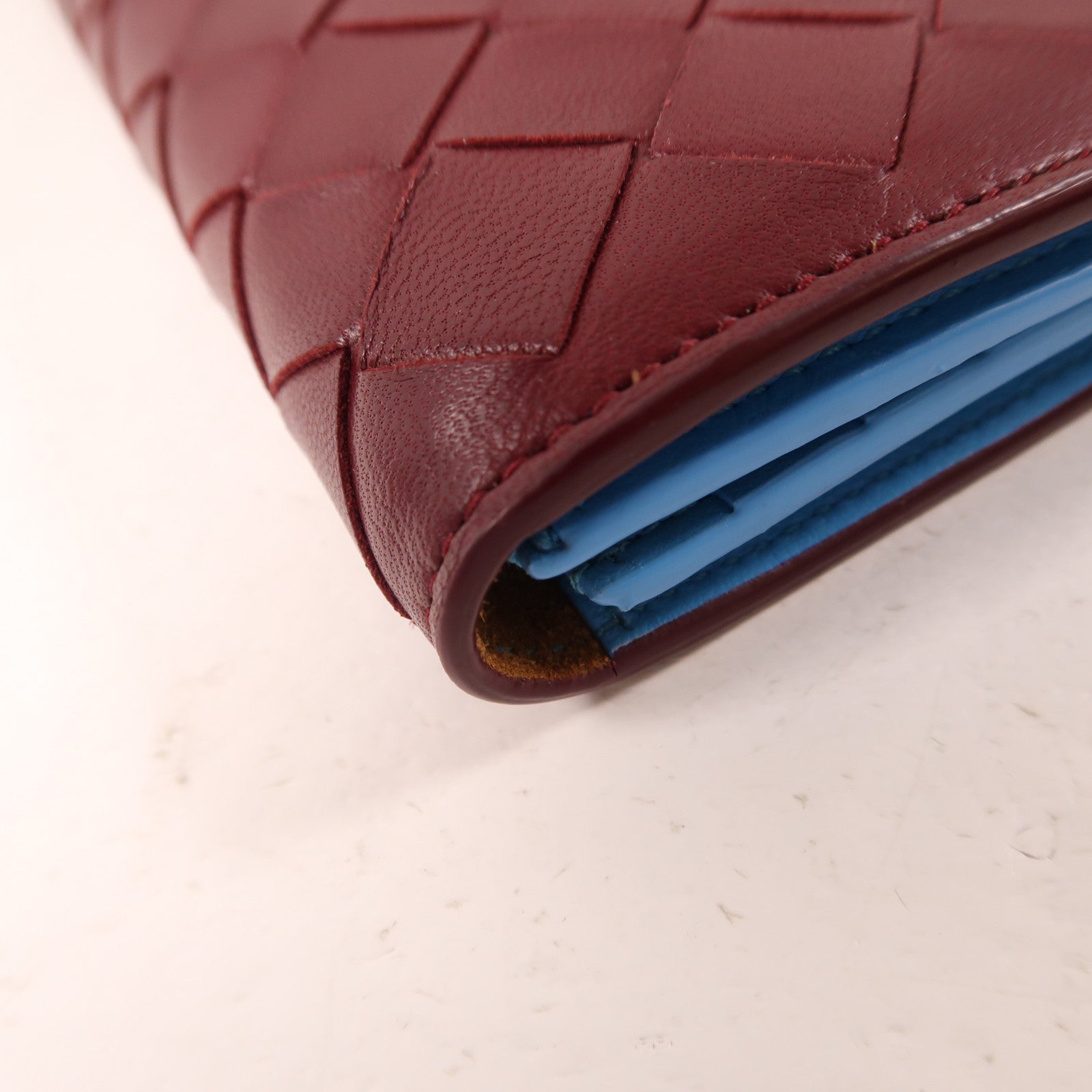 BOTTEGA VENETA 牛皮皮革Wallet金扣長錢包紅色/藍色
