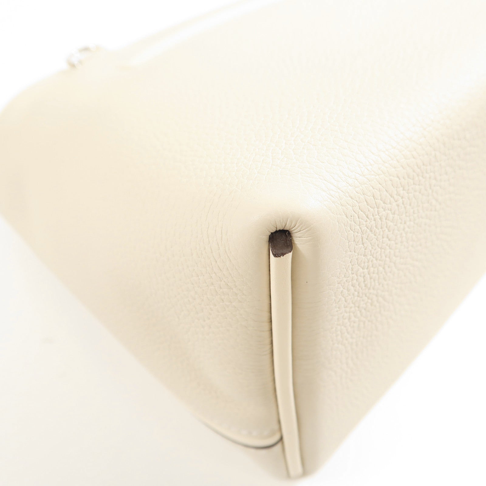HERMES PHW 24/24 2Way Shoulder Hand Bag Togo Leather/Swift Leather Nata White