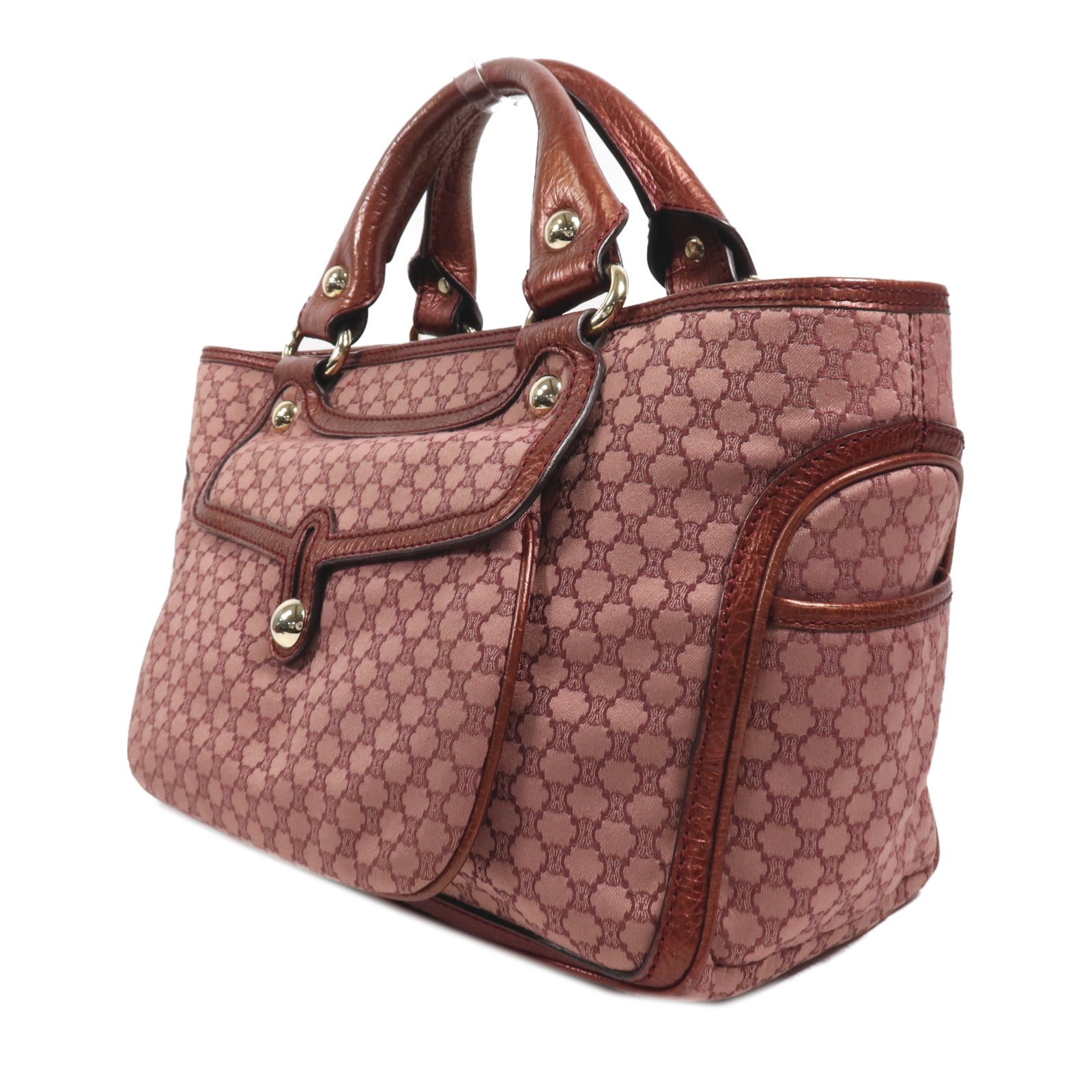 CELINE Satin/牛皮皮革Boogie金扣手挽袋