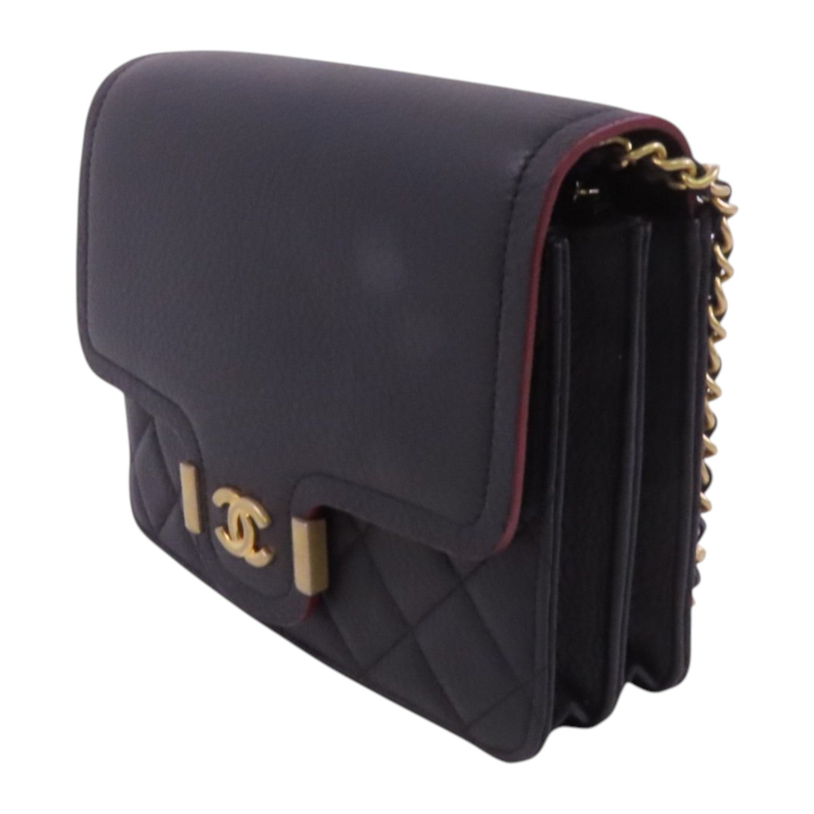 CHANEL 牛皮皮革Archi Chic Square WOC金扣鏈帶肩背袋