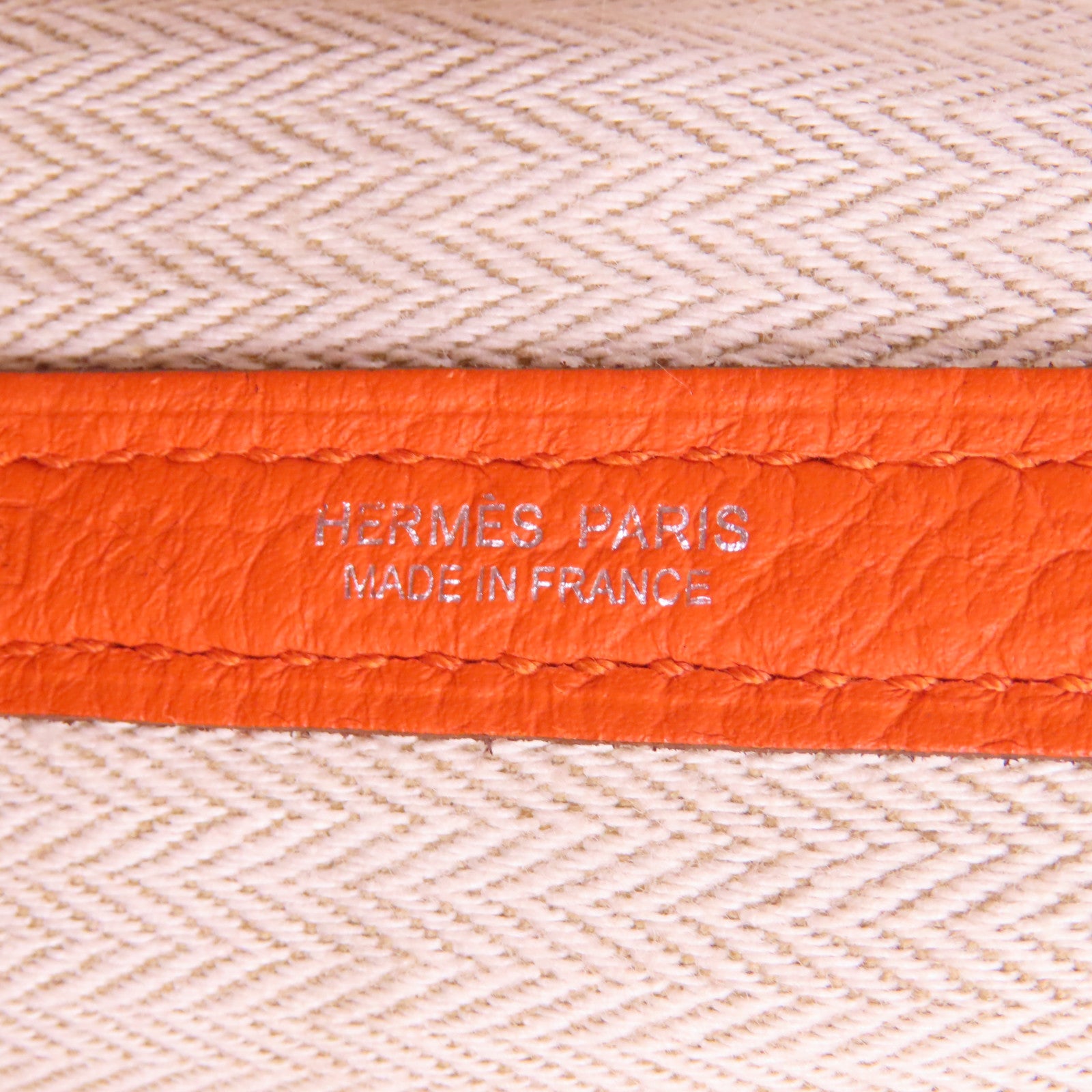 HERMES Country皮革Garden Party PM銀扣手挽袋橙色