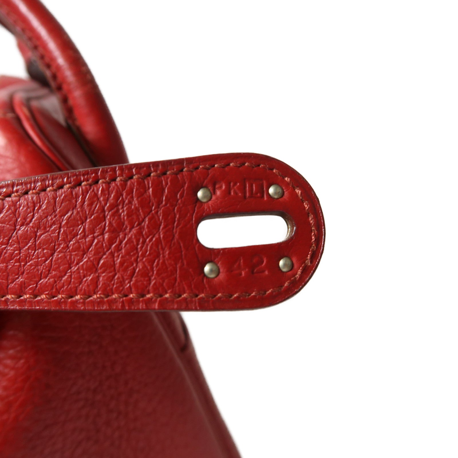 HERMES Clemence皮革Lindy 34銀扣手挽肩背兩用袋Rough Garance紅色