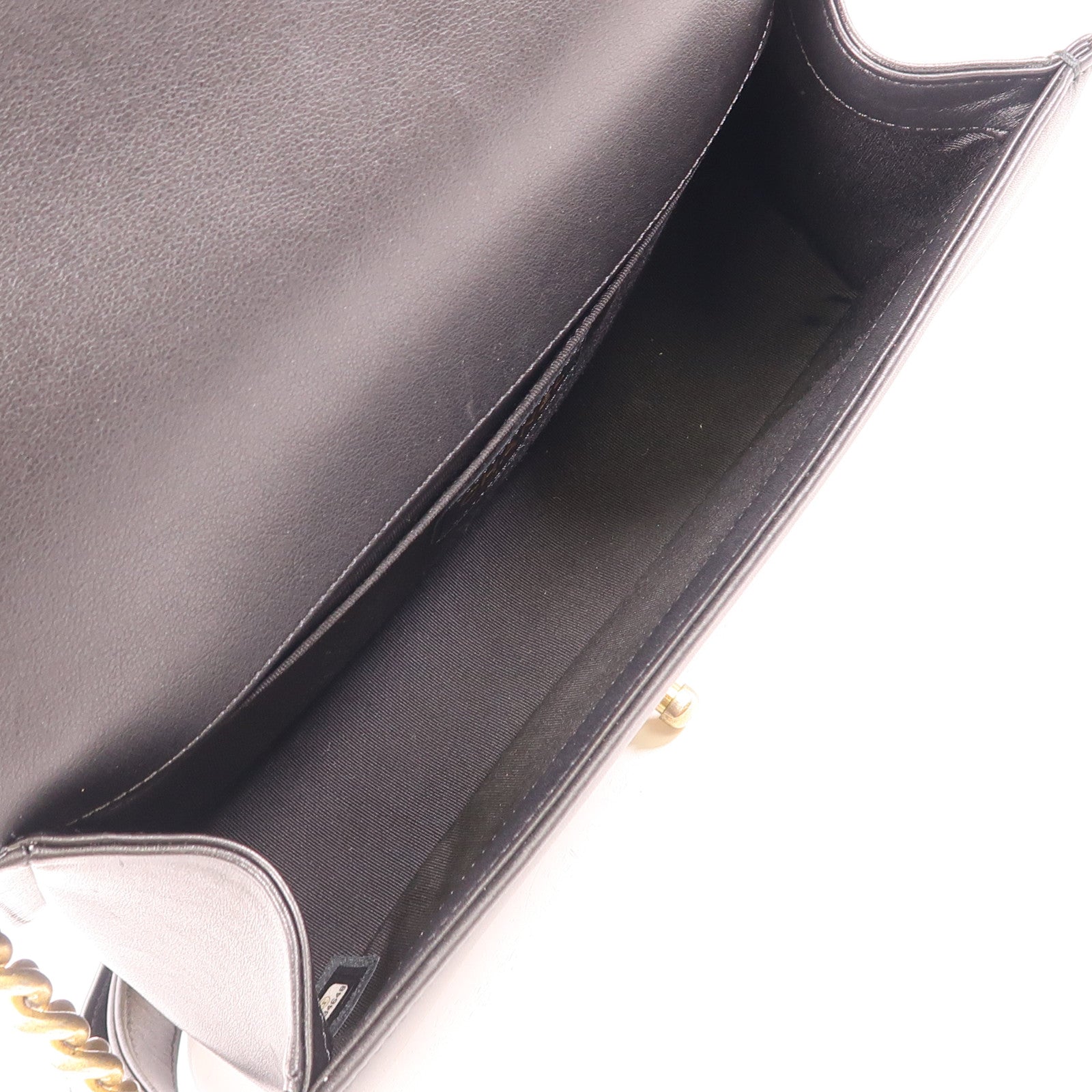 CHANEL CC GHW Boy 25 Shoulder Bag A67086 Calfkin Leather Black