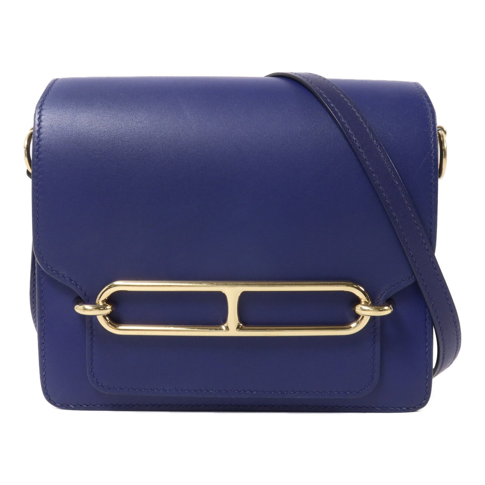 HERMES Evercolor皮革Roulis Mini肩背袋Bleu Encre