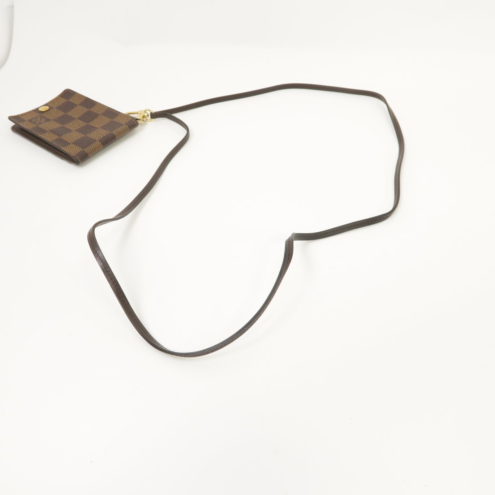 LOUIS VUITTON Damier Porte Cartes ID Bandouliere Case金扣卡片套Ebene