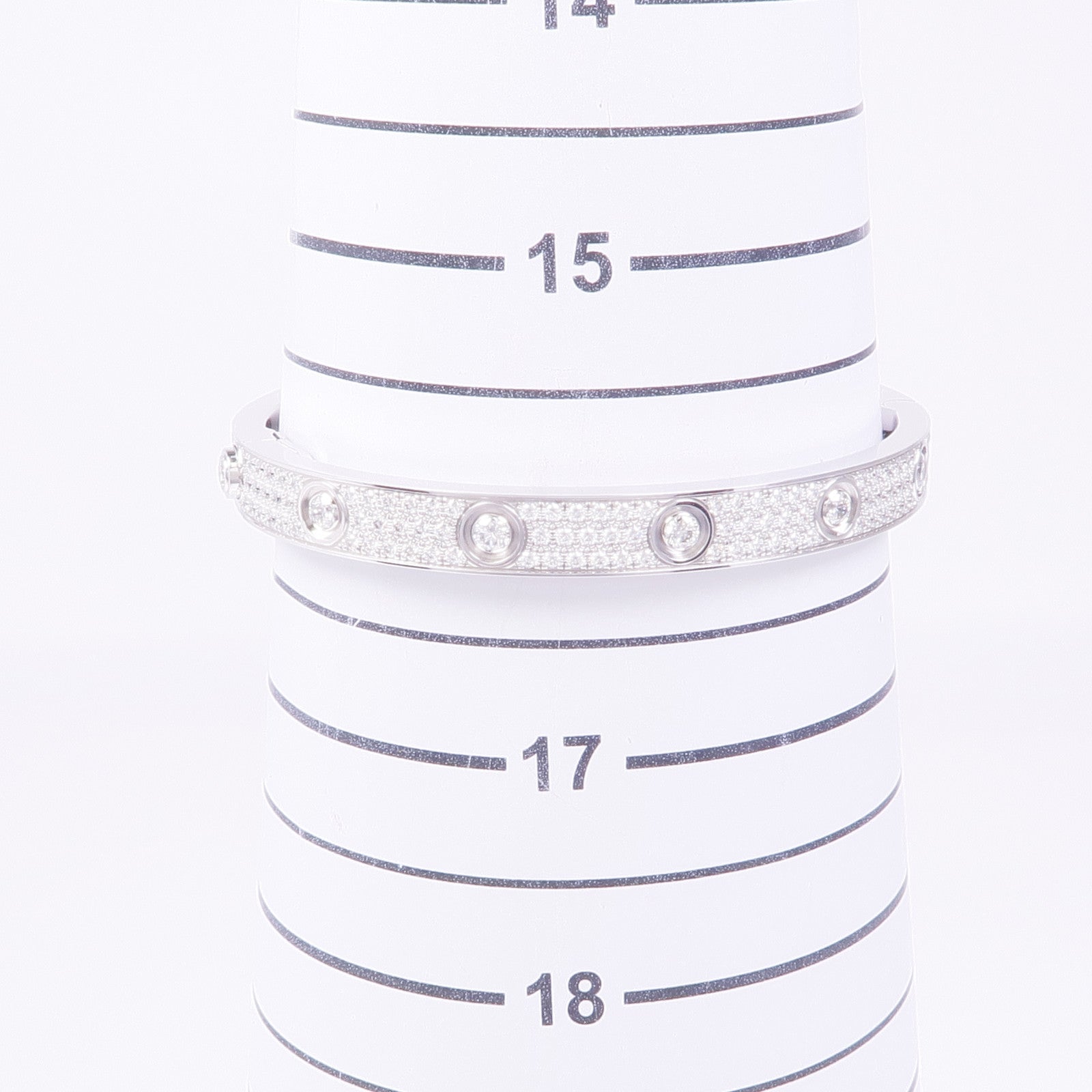 CARTIER 18K白金Love Blaceret Full Diamond Bracelet鑽石手鐲Cartier#17