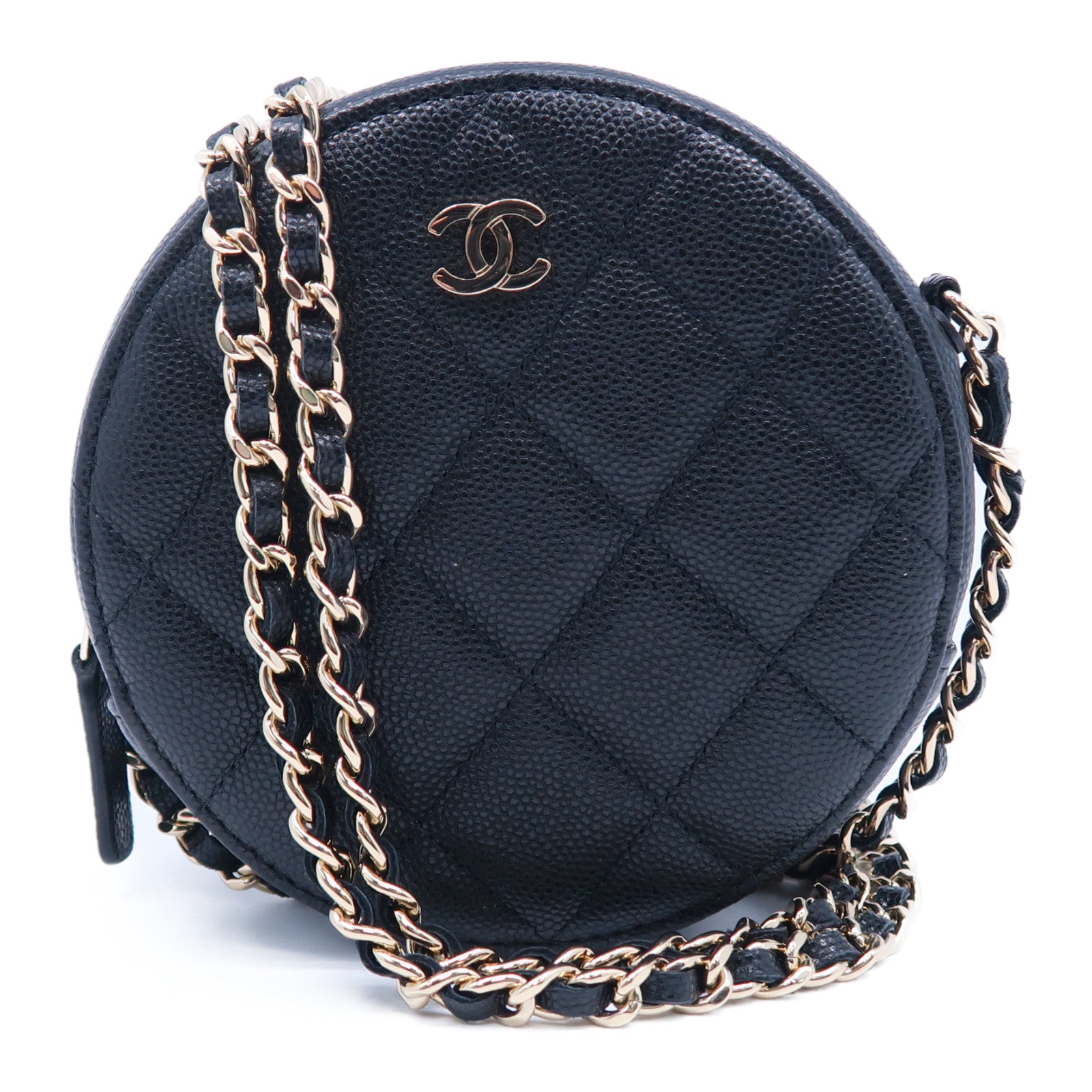 CHANEL 【激減優惠】菱格Caviar皮革Chain Shoulder Bag金扣鏈帶肩背袋黑色