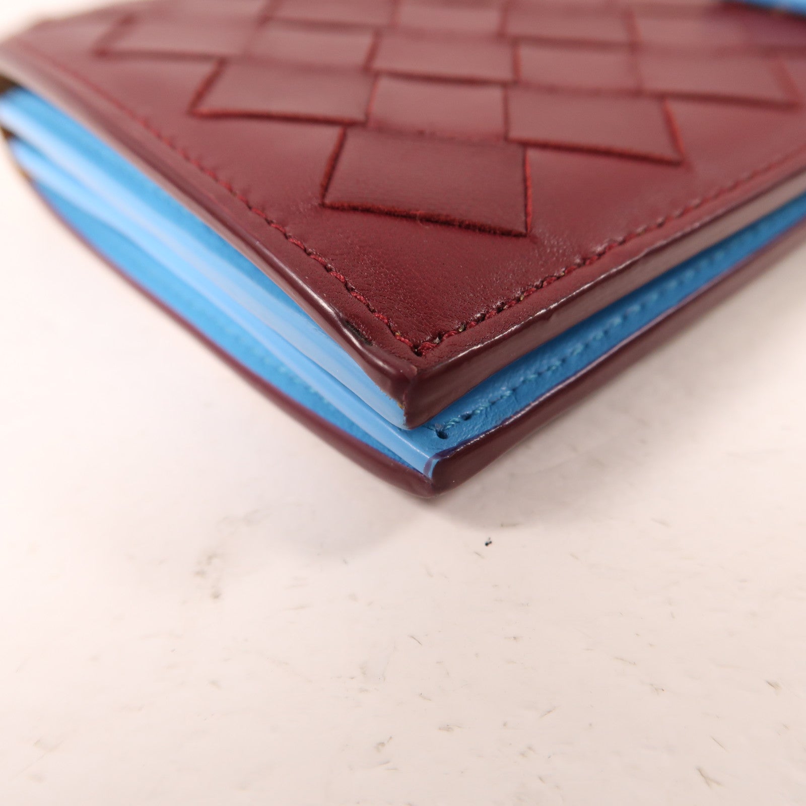 BOTTEGA VENETA 牛皮皮革Wallet金扣長錢包紅色/藍色