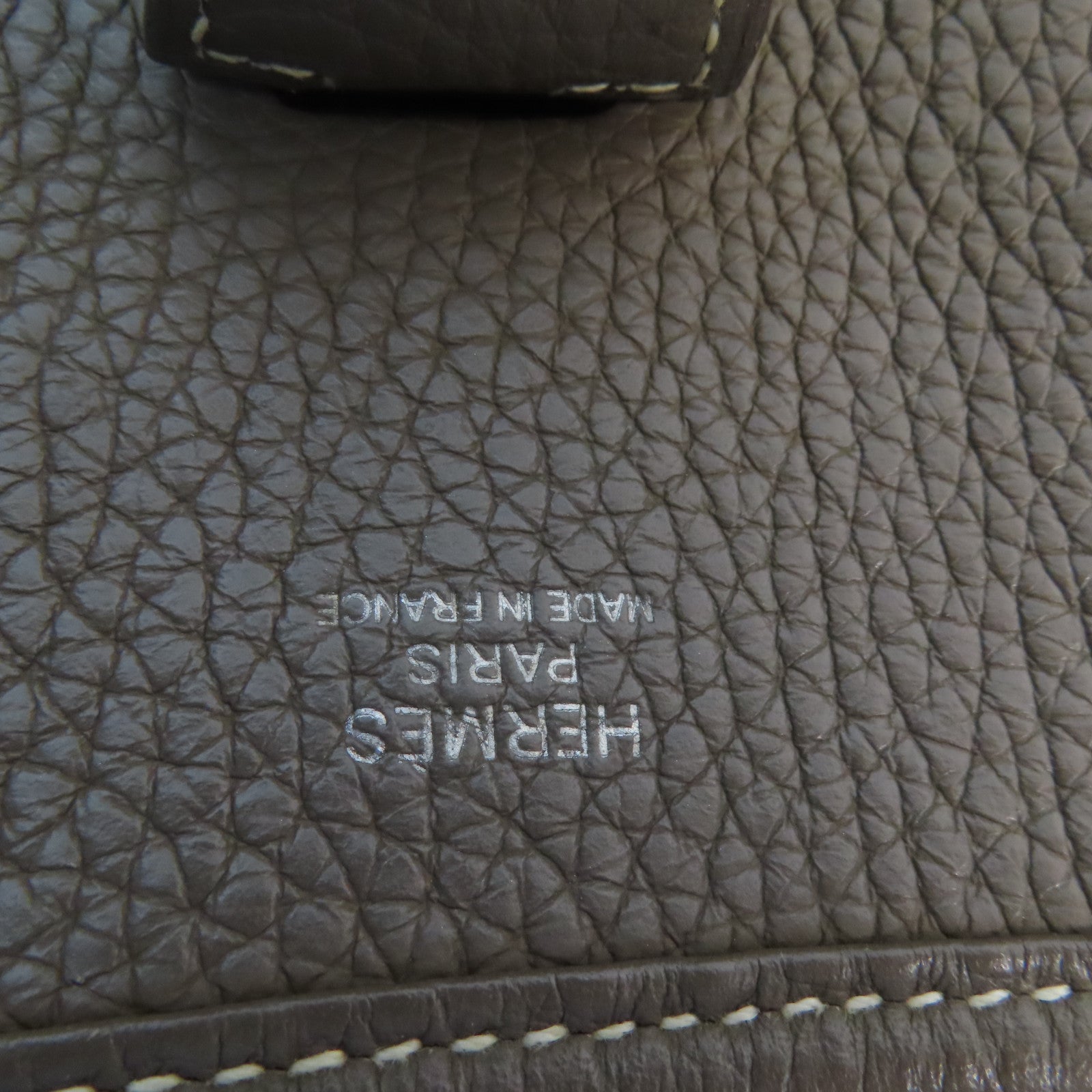 HERMES Clemence皮革Evelyne GM 銀扣肩背袋Etoupe